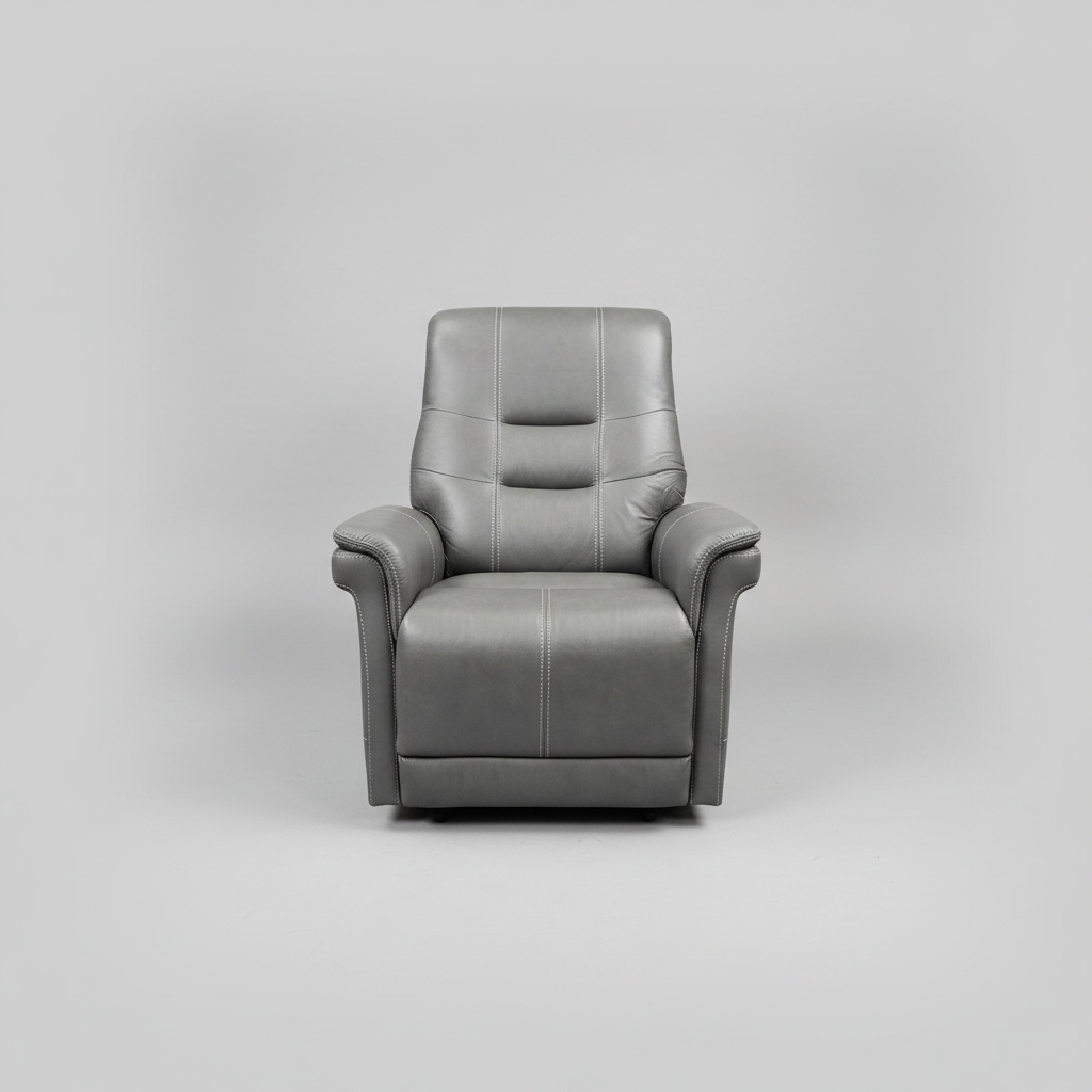 Gray recliner chair on a light gray background