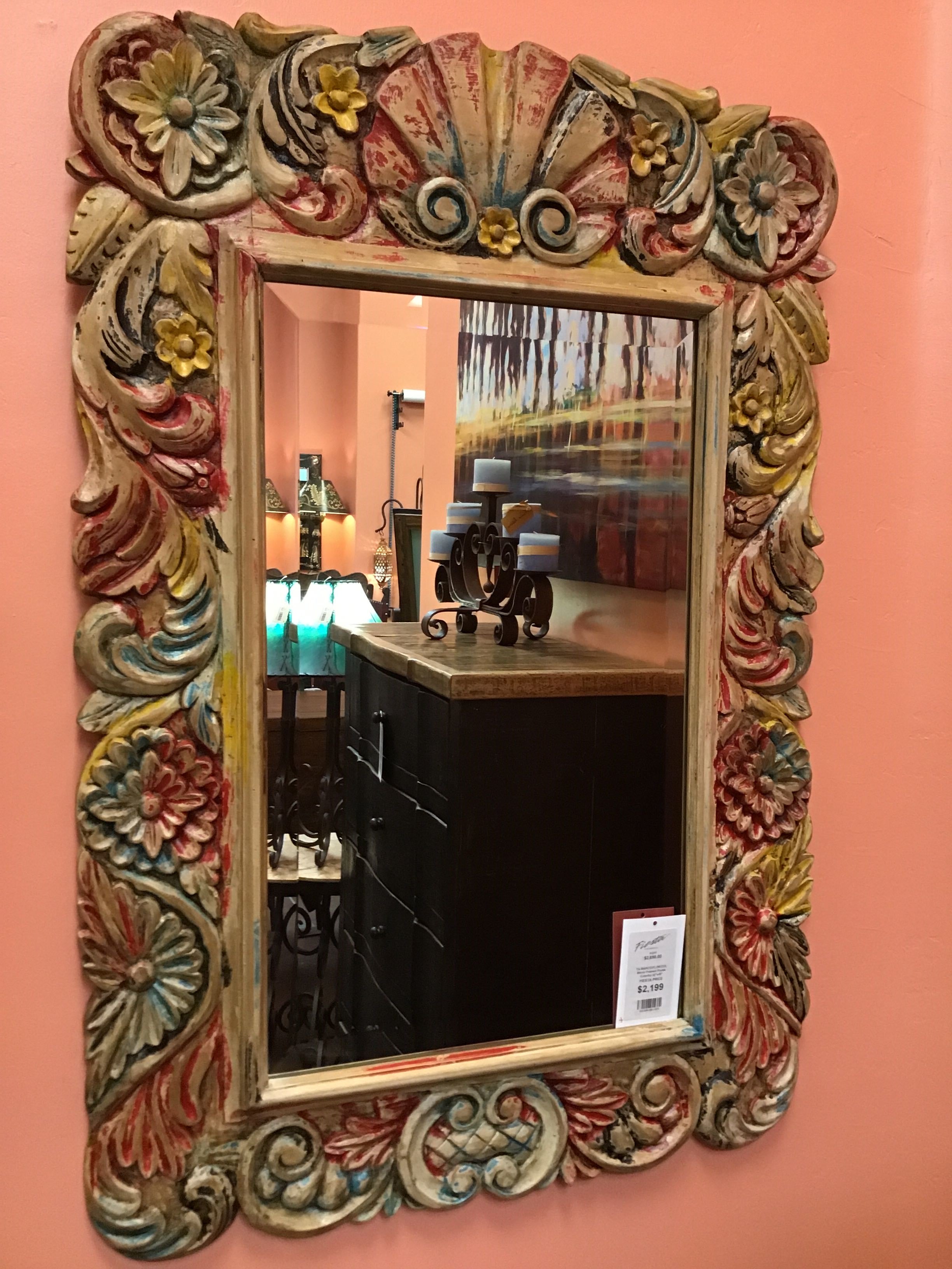 Mirror Framed Flores Colorful