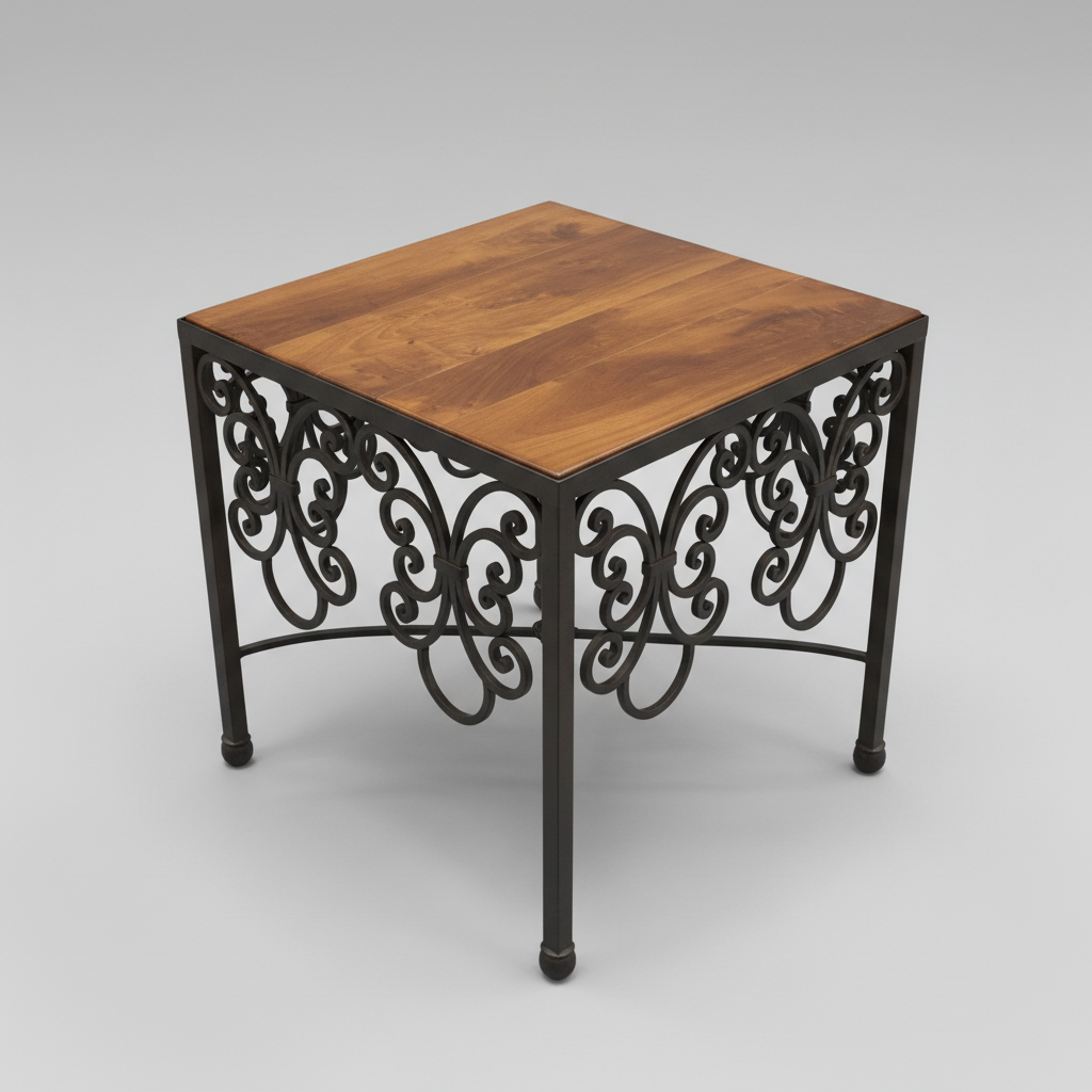 Side Table Iron with Wood