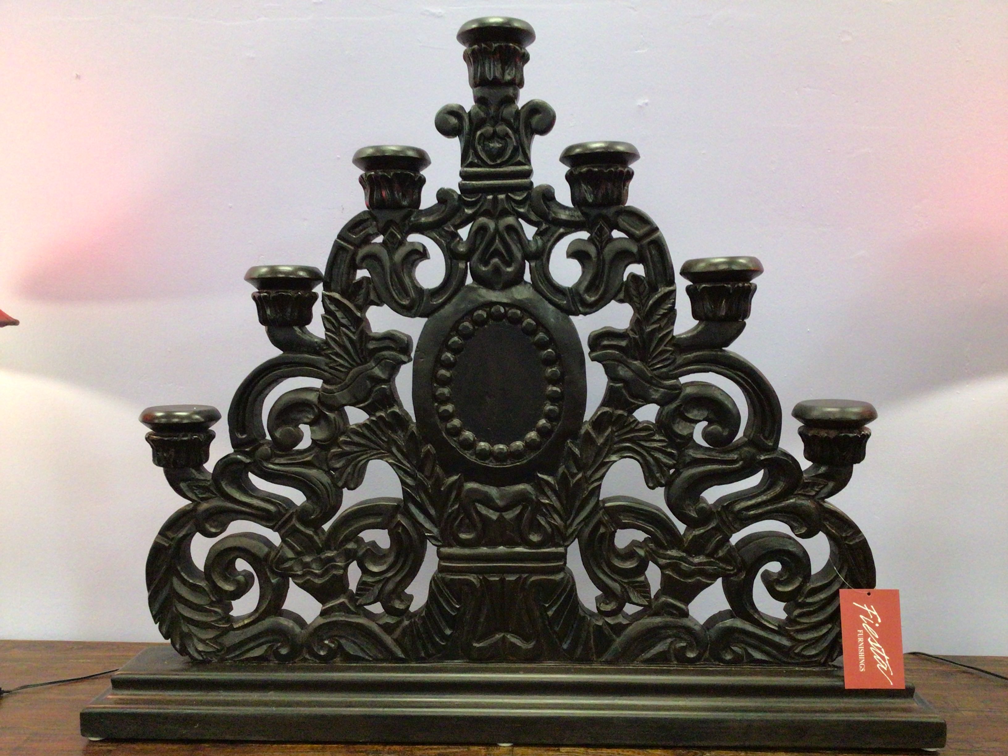 Candelabra Handcarved Wood Candelabra