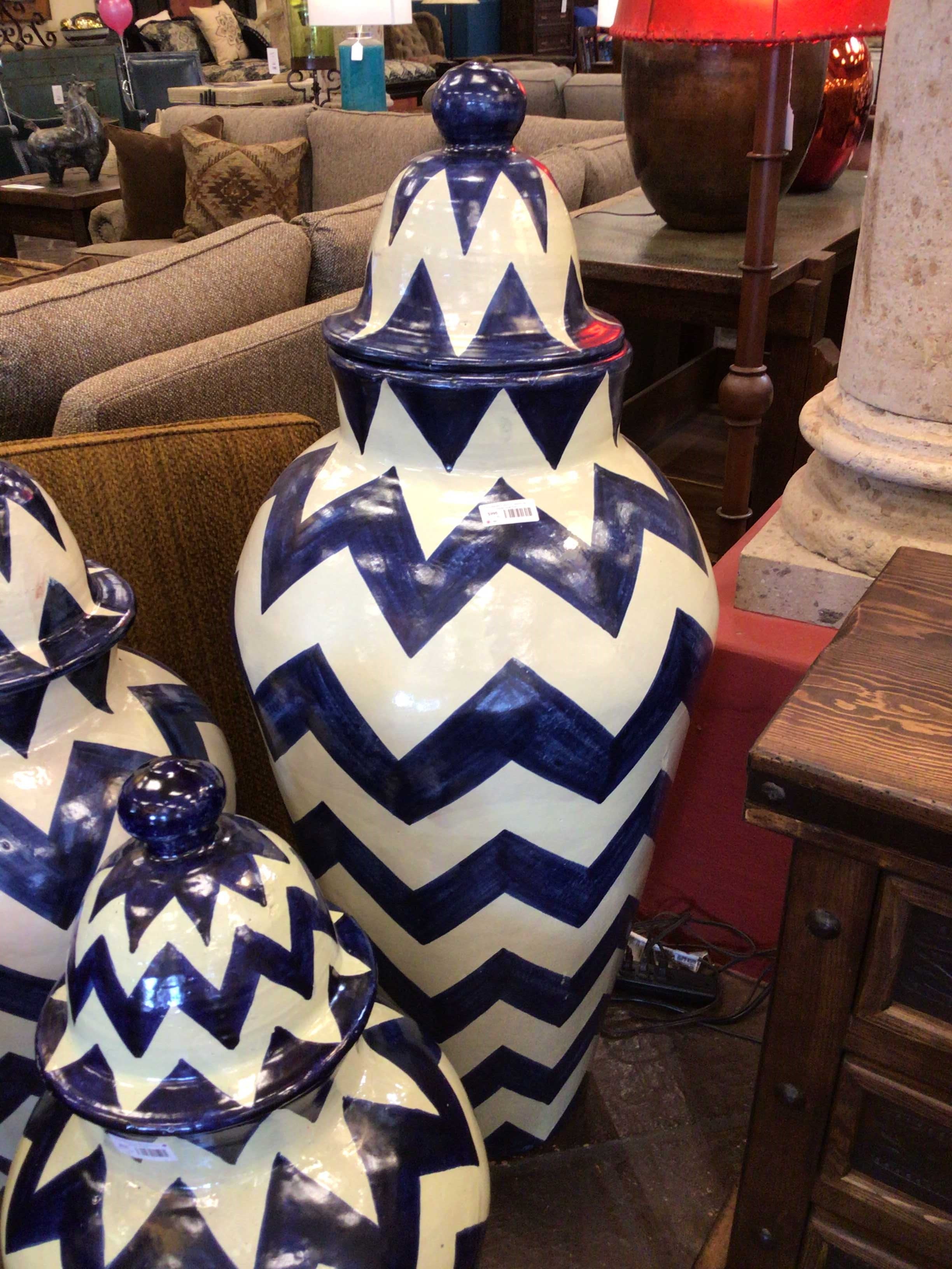 Talavera Jar Zigzag Large Azul
