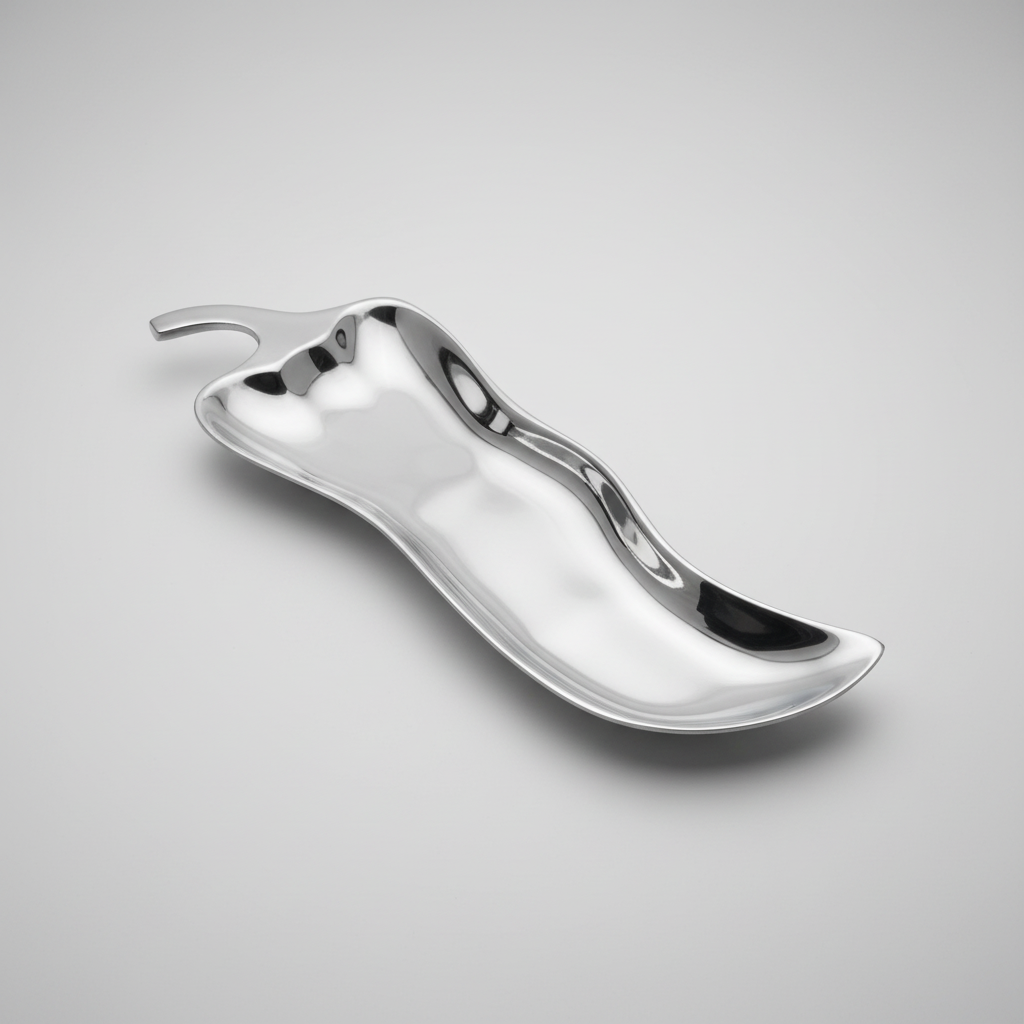 Silver pepper shaker on a gray background