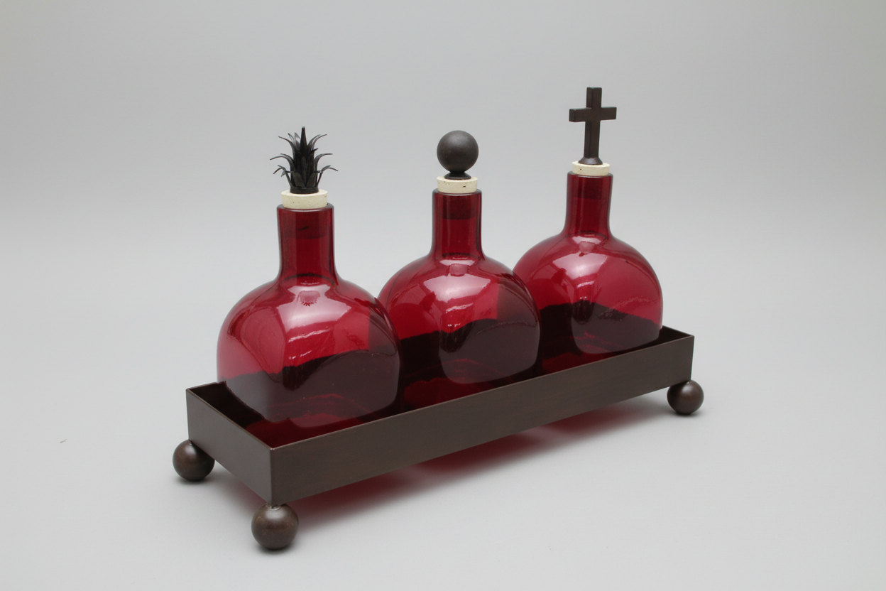 Accessory 3 Tequila Bottles on Base Agave, Lg Ball, Sm Ball