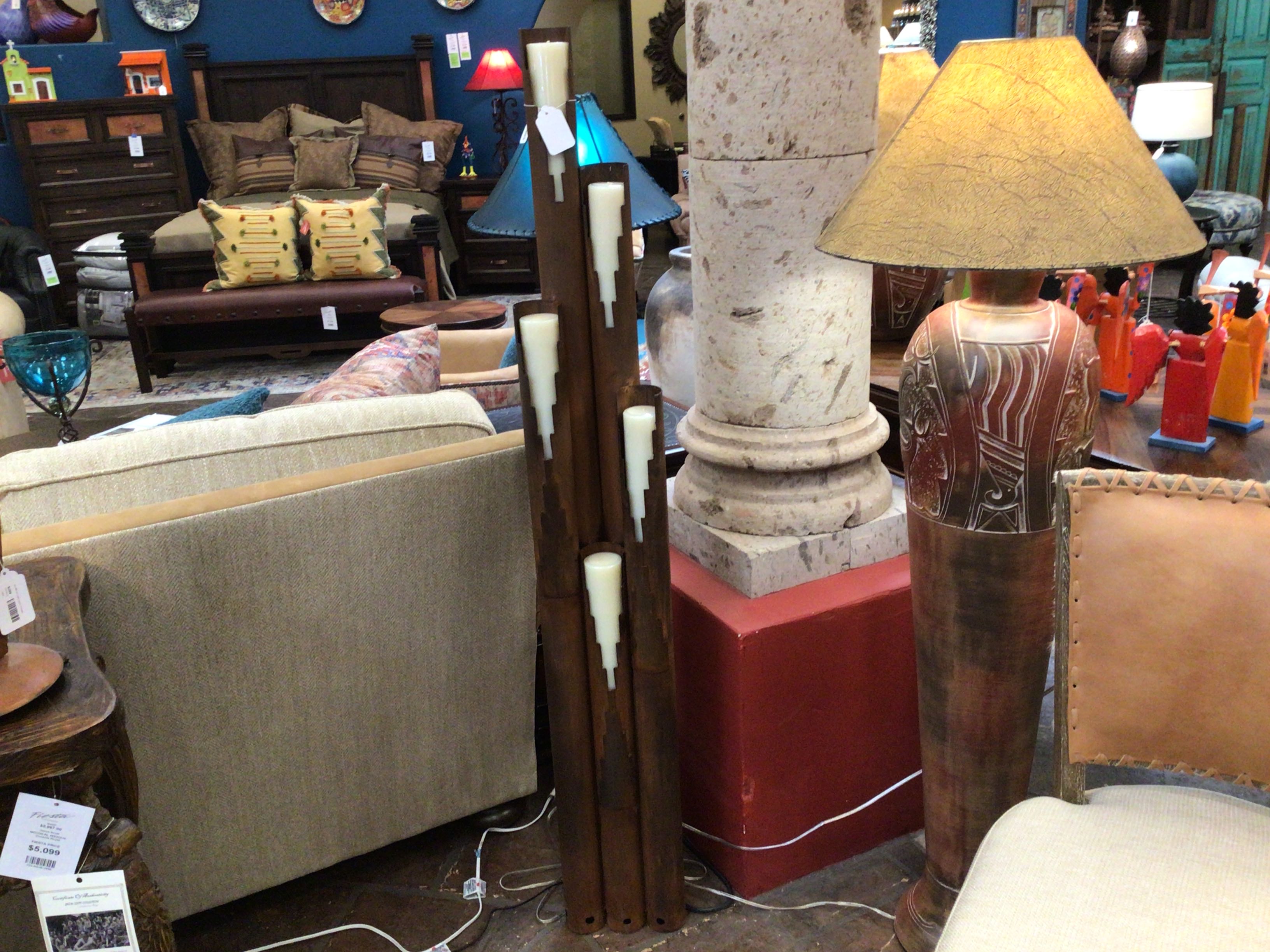 Candelabra Recycled Iron Floor Geometric 5 Candles