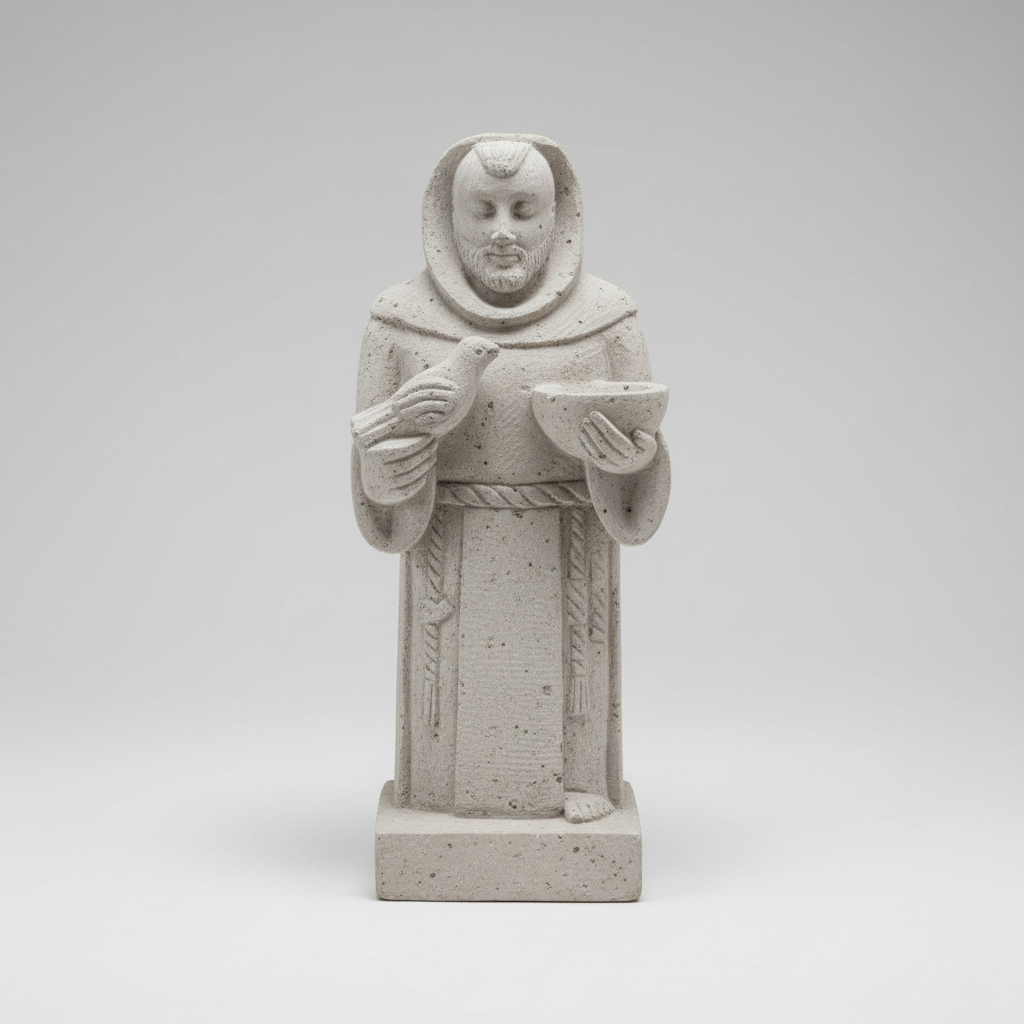 Cantera Handcarved St. Francis Statue, 20"