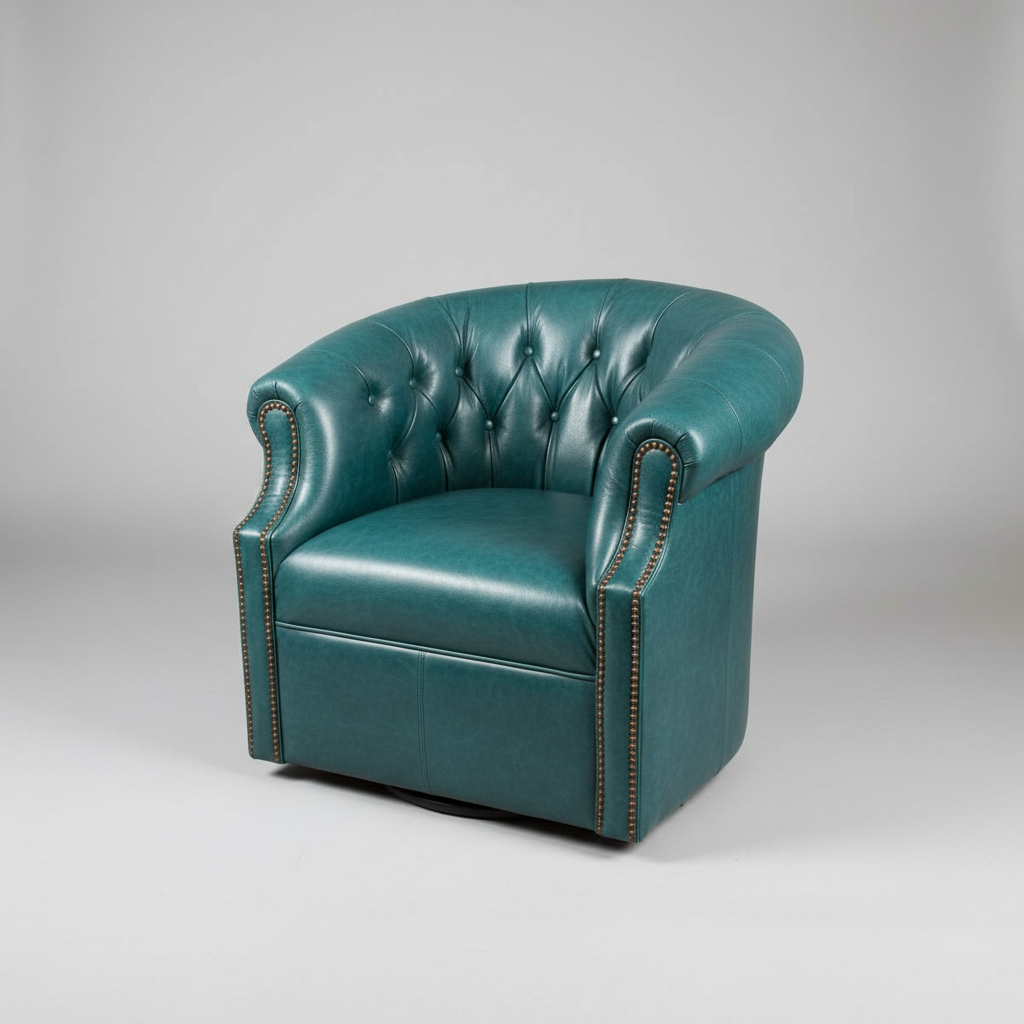 Leather Swivel Chair Omaha Turquoise
