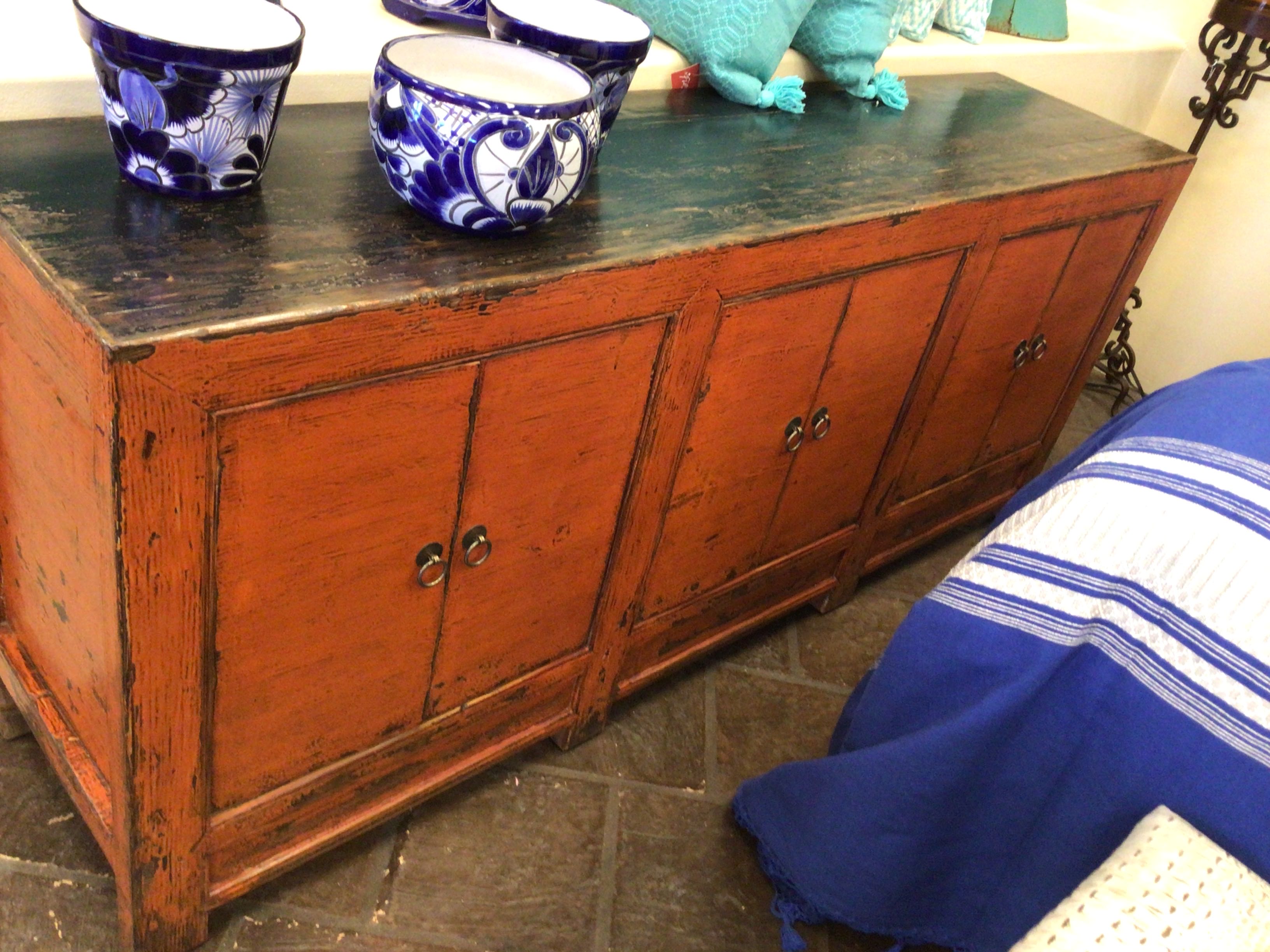 Sideboard Large Antique Amber 81w X 20"d X 34"h"