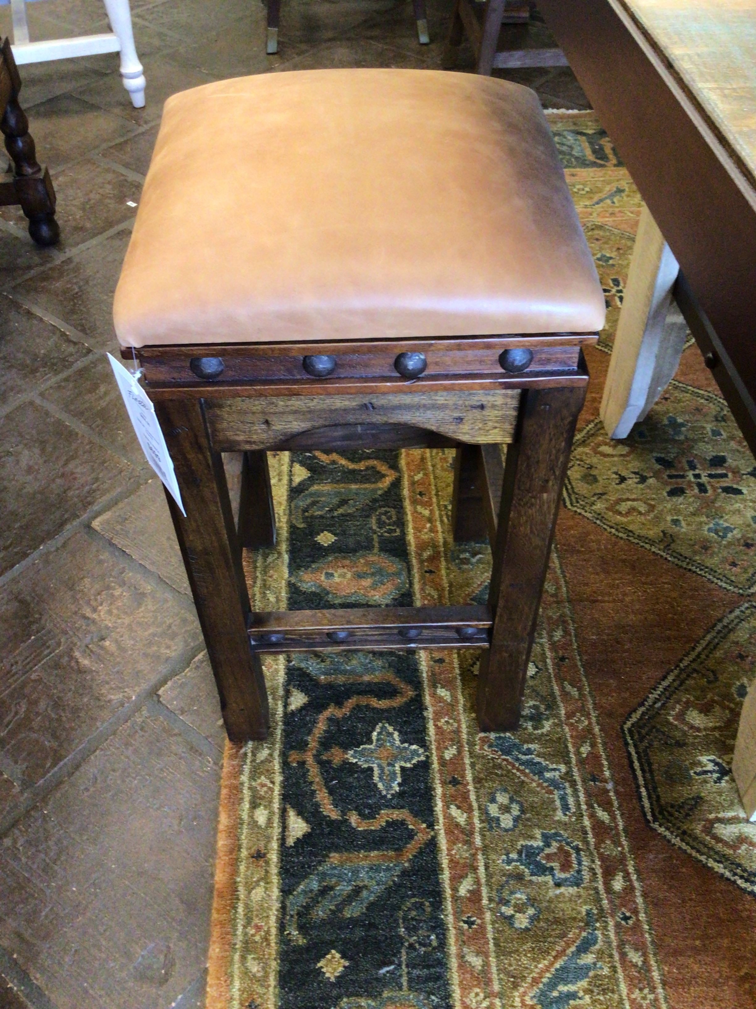 Counter Stool Taurino 26 Dark Distressed Fresno Camel Leather"