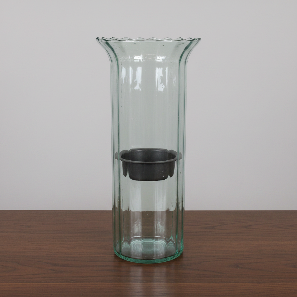 Accessory Ribbed Glass Candle Cylinder Rustic Insert LG