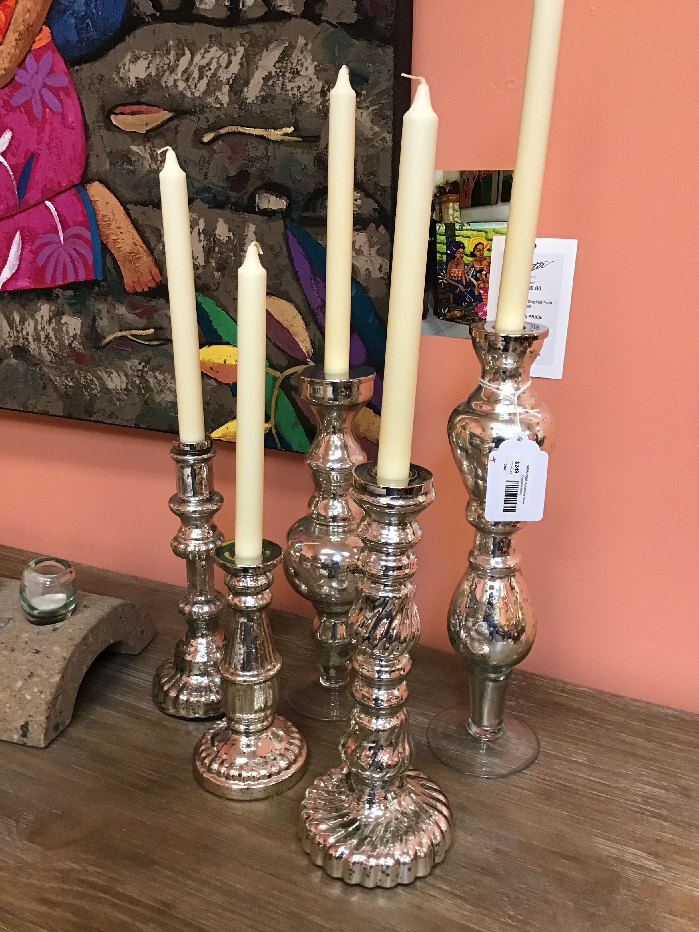 Accessory Set of 5 Silver Candleholders