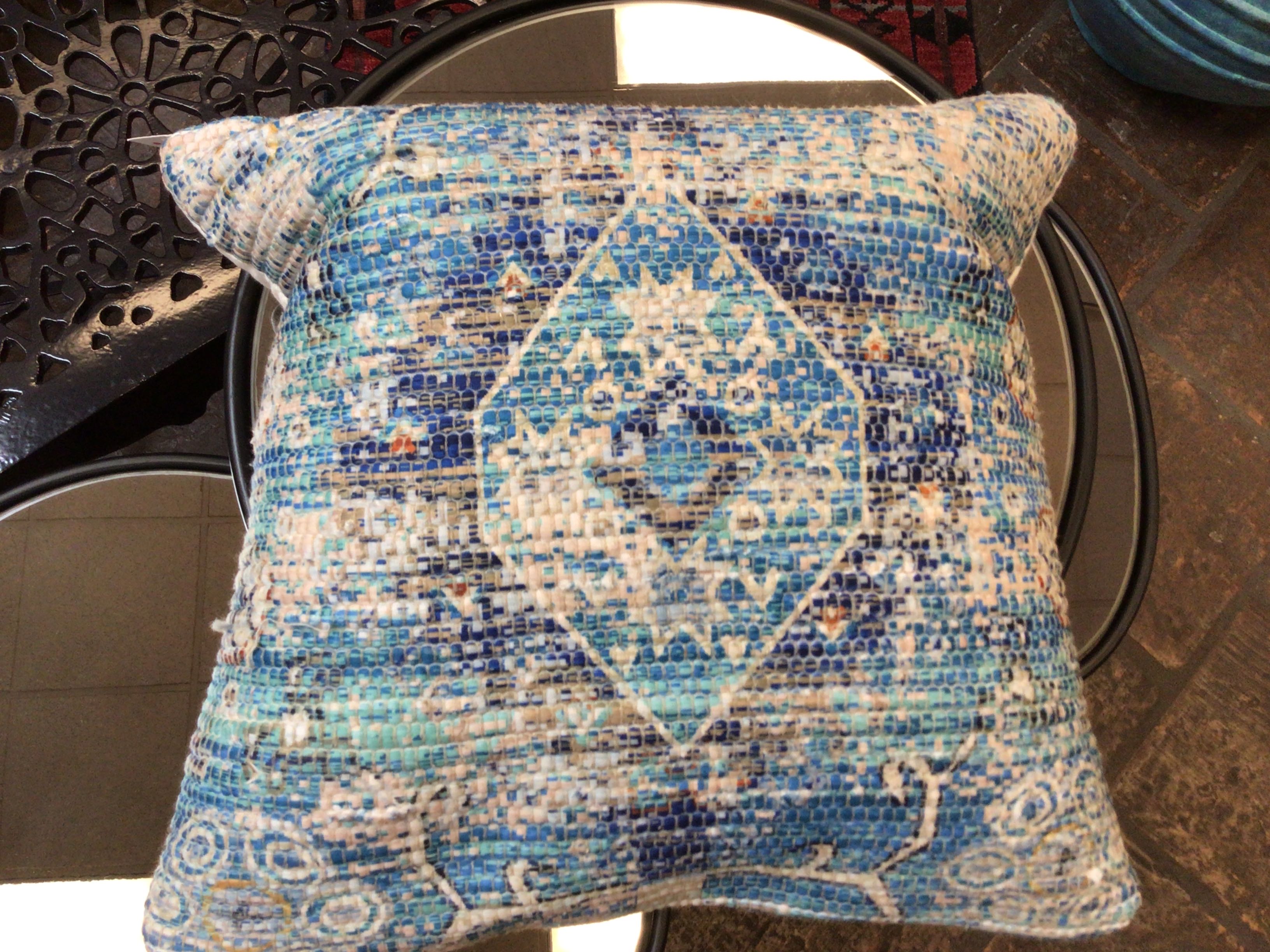 Distressed Turquoise Medallion Pillow
