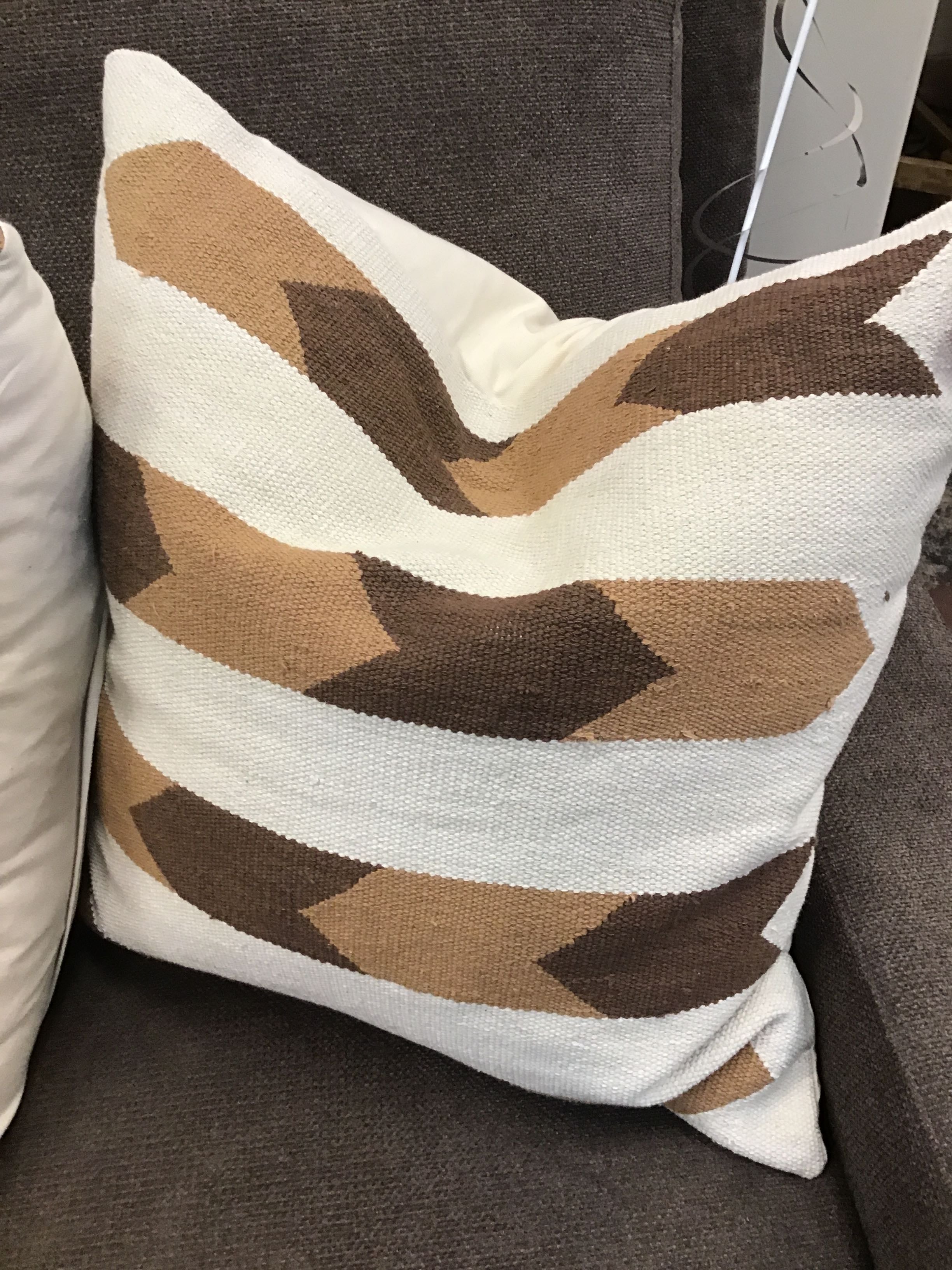 Cream & Brown Chevron Kilim Pillow