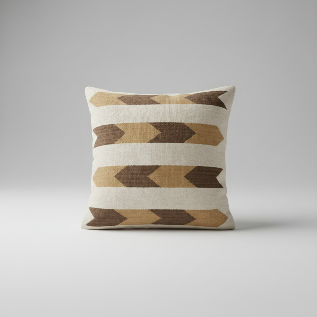 Cream & Brown Arrow Kilim Pillow