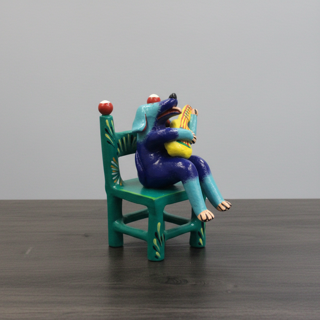 Folk Art Dog in Chair