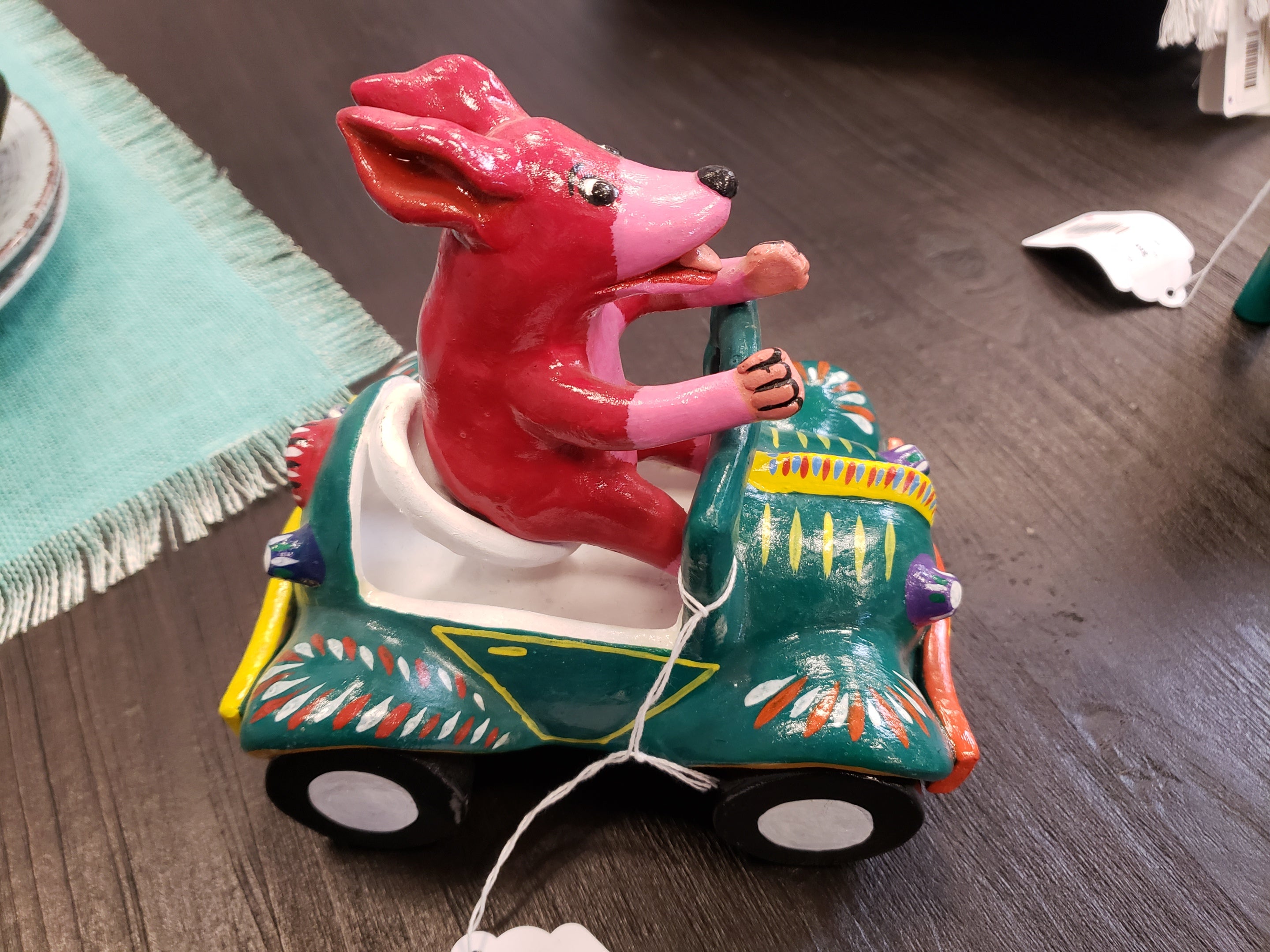 Folk Art Dog in Car