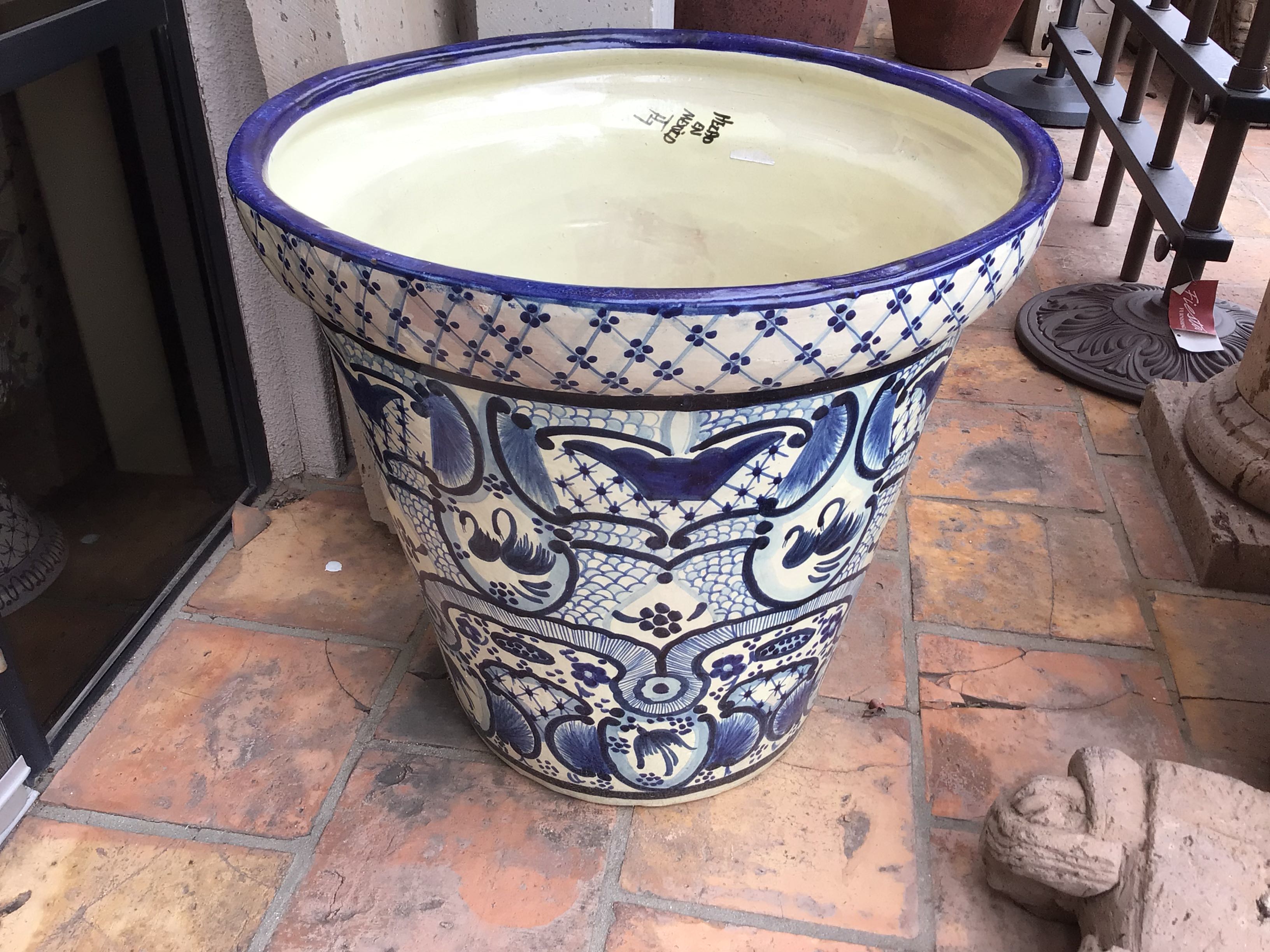 LCT-TALPLTB&W Planter Blue & White Talavera Planter 70CM