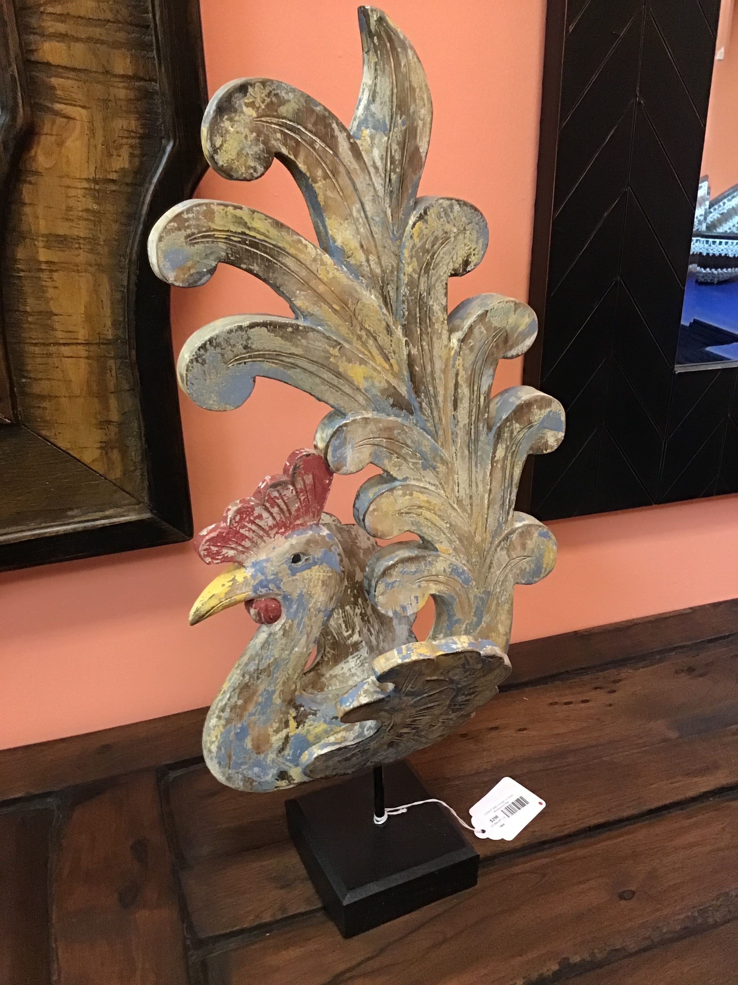 Chicken on Stand Woodcarved Bali
