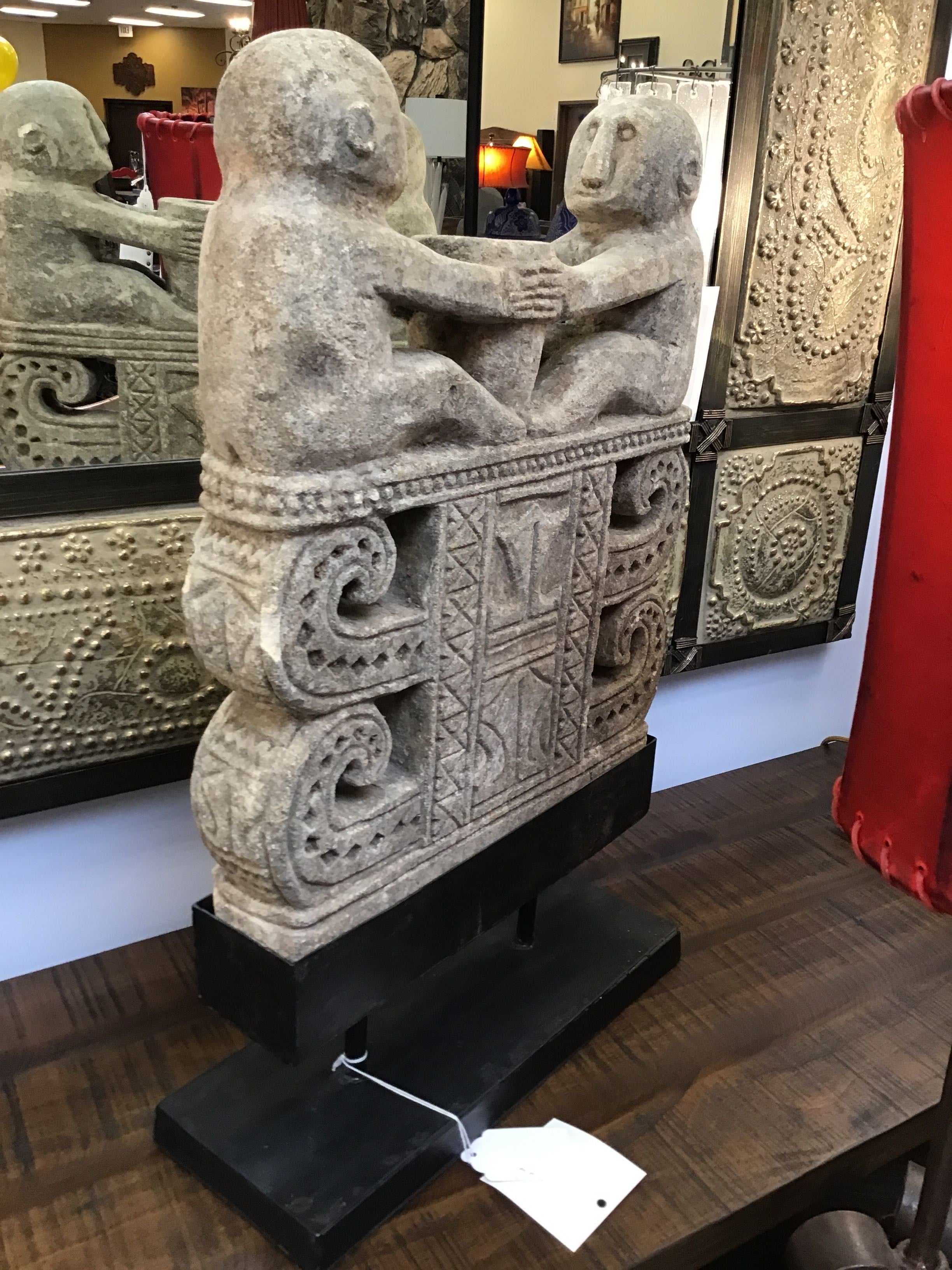 Carving Figure on Stand Limestone One of a Kind