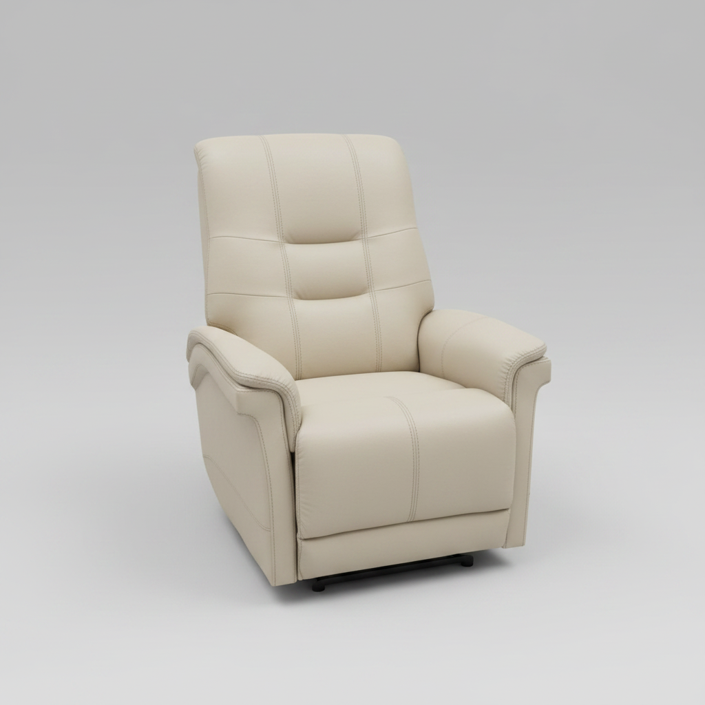 Beige recliner chair on a light gray background