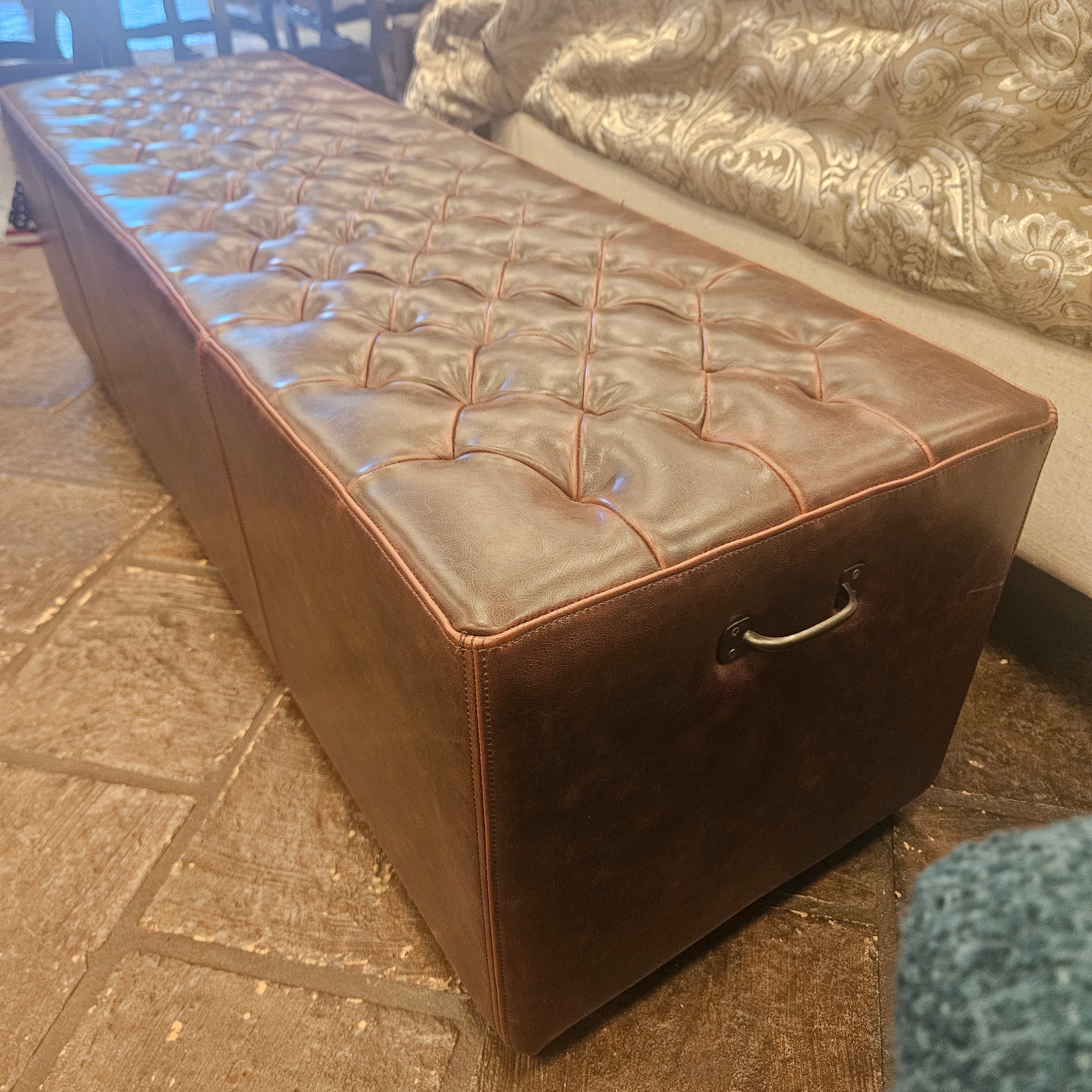 Brown textured box on a textured surface