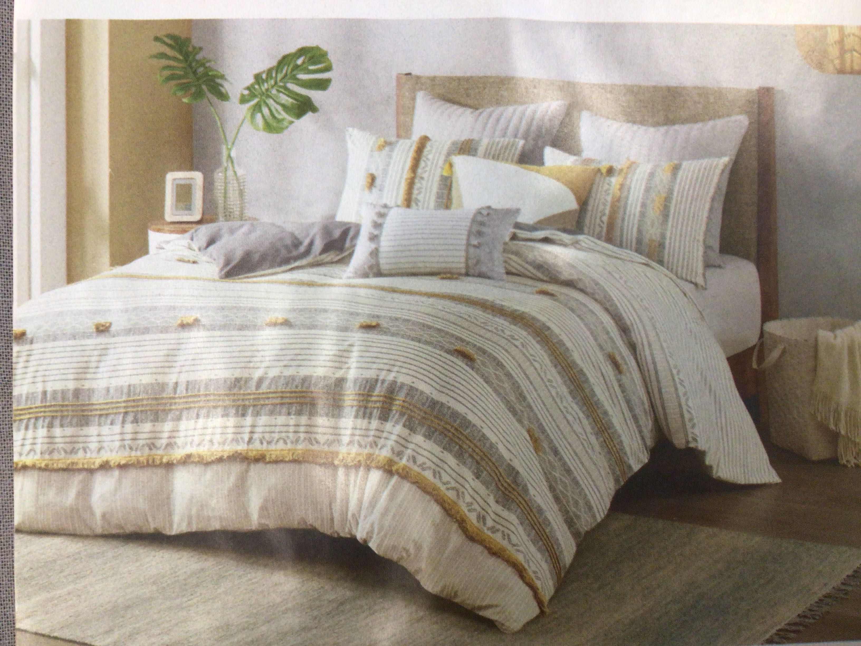 Ink & Ivy Bedding Set 3 Pc. Cotton Duvet Cody King/Cal King Gray/Yellow