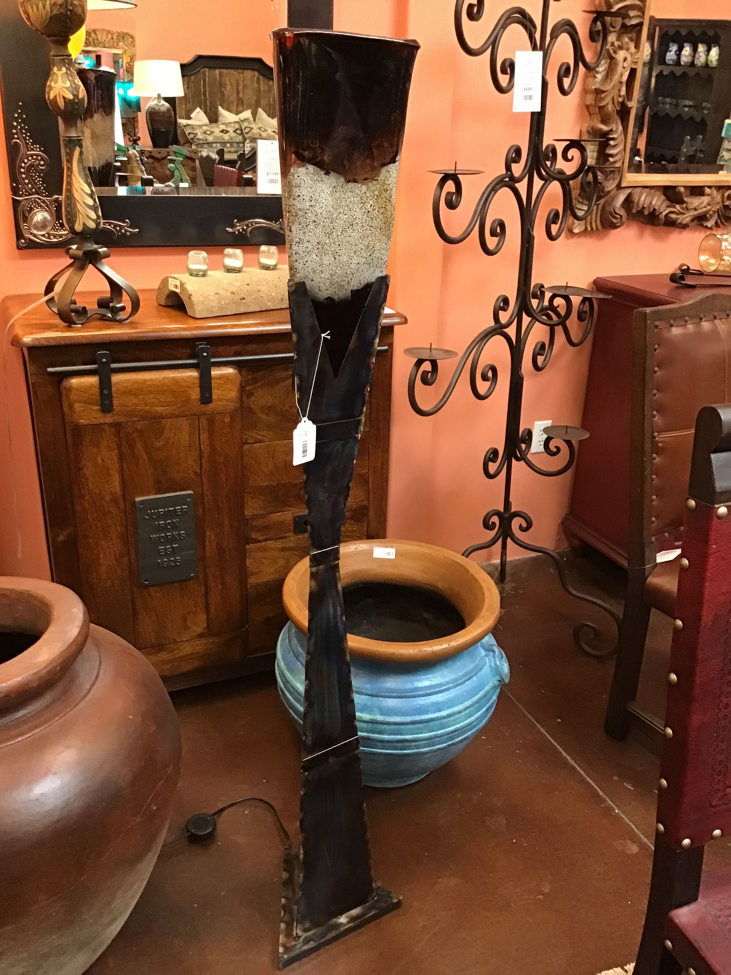 Floor Lamp Modern Triangle Titan Painted Glass Large Burnt
