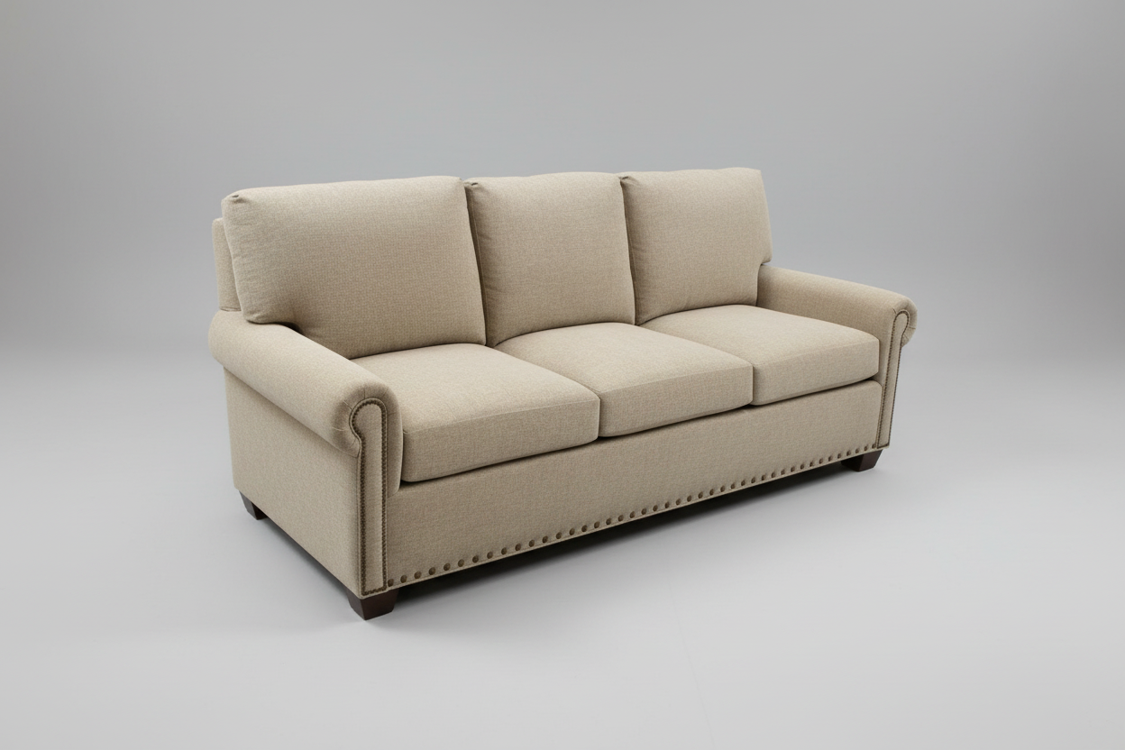 Beige sofa on a gray background
