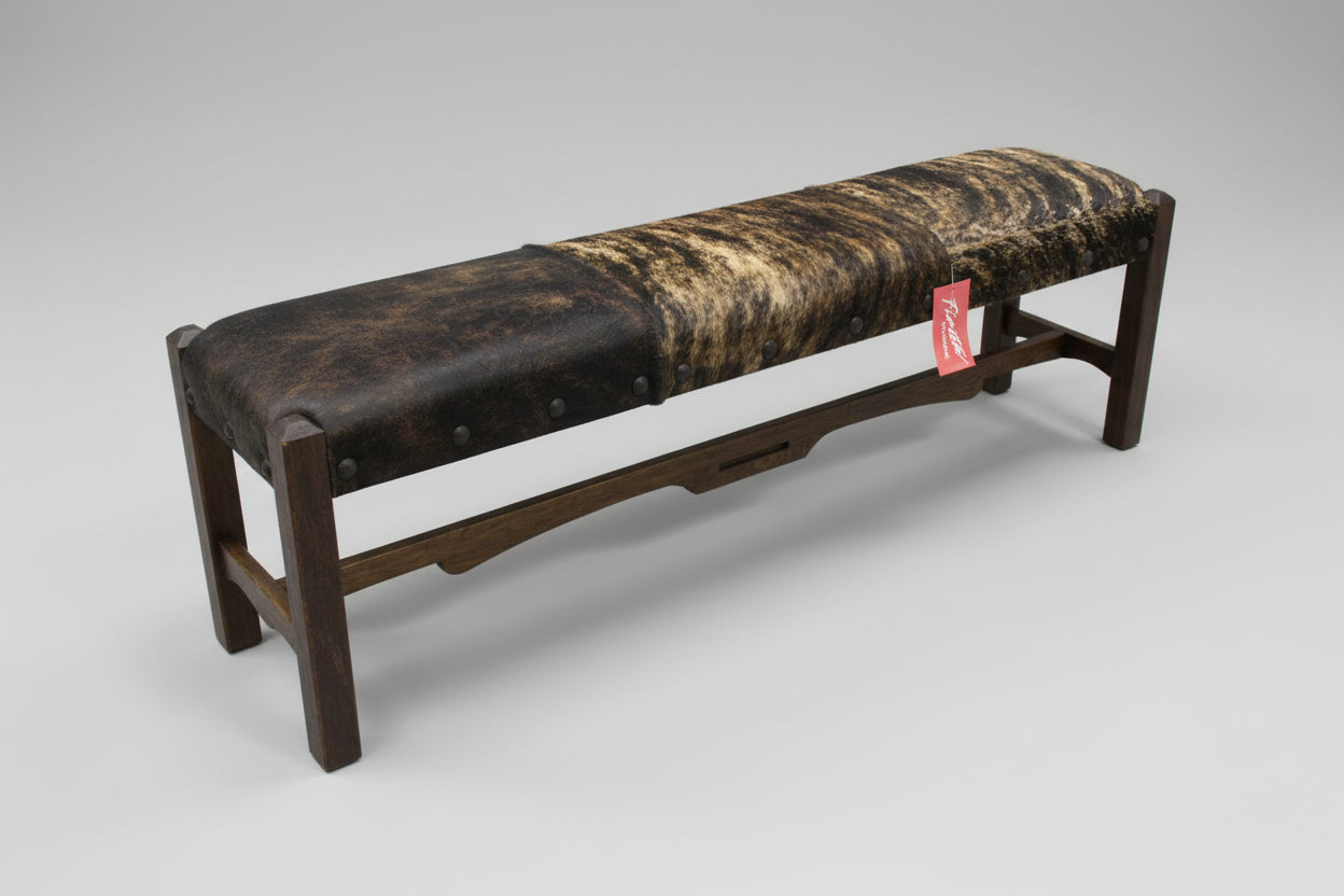 Bench Nevada 60x14x18 Dark Distressed/Hair On Hide OH/DD