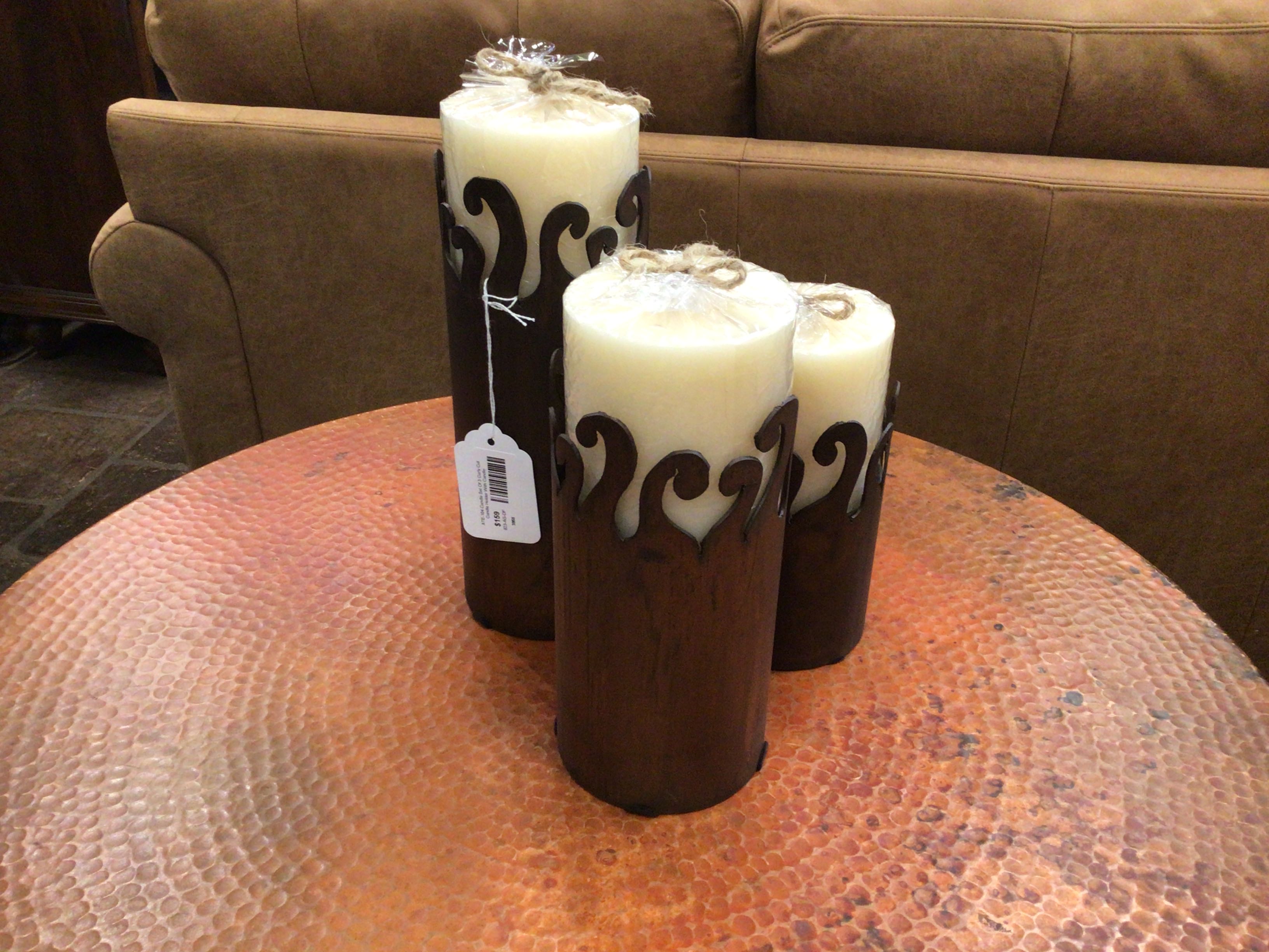 Candle Set Of 3 Curly Cut Candle Holder With Candle Iron