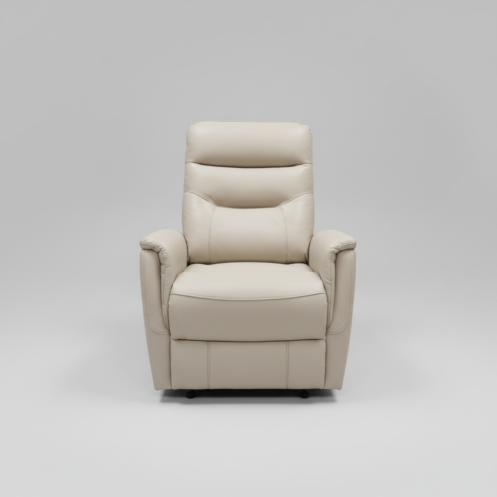 Beige recliner chair on a light gray background