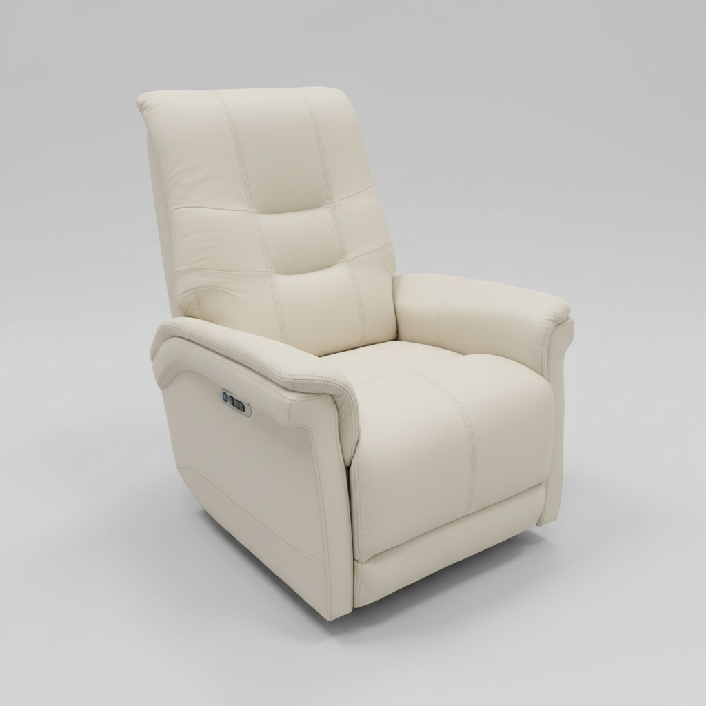 Beige recliner chair on a light gray background