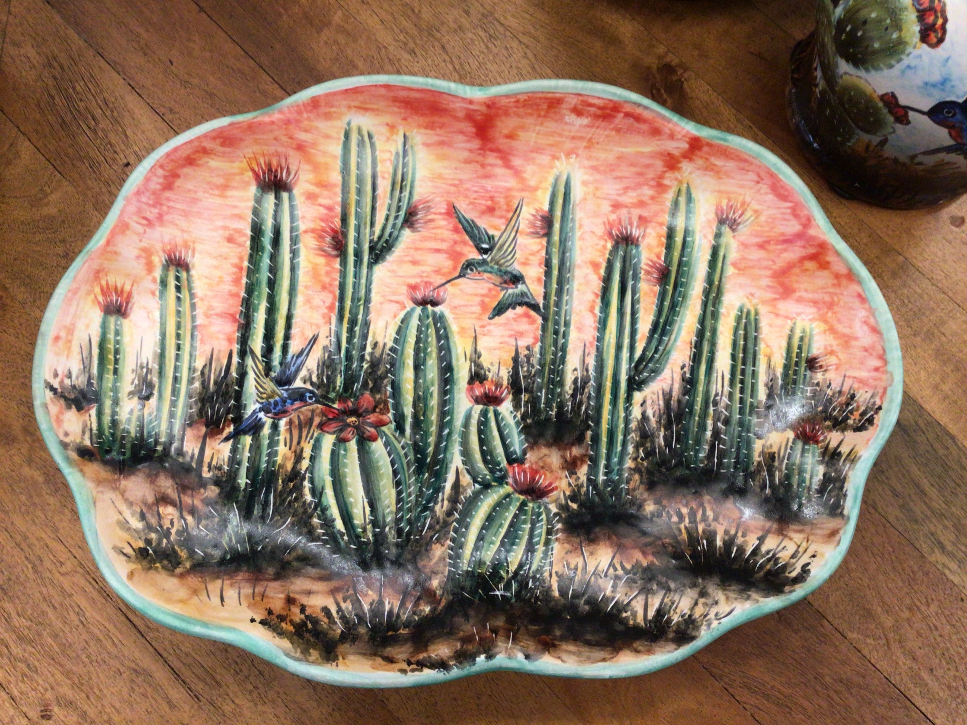 Mayolica Charola Cactus Handpainted