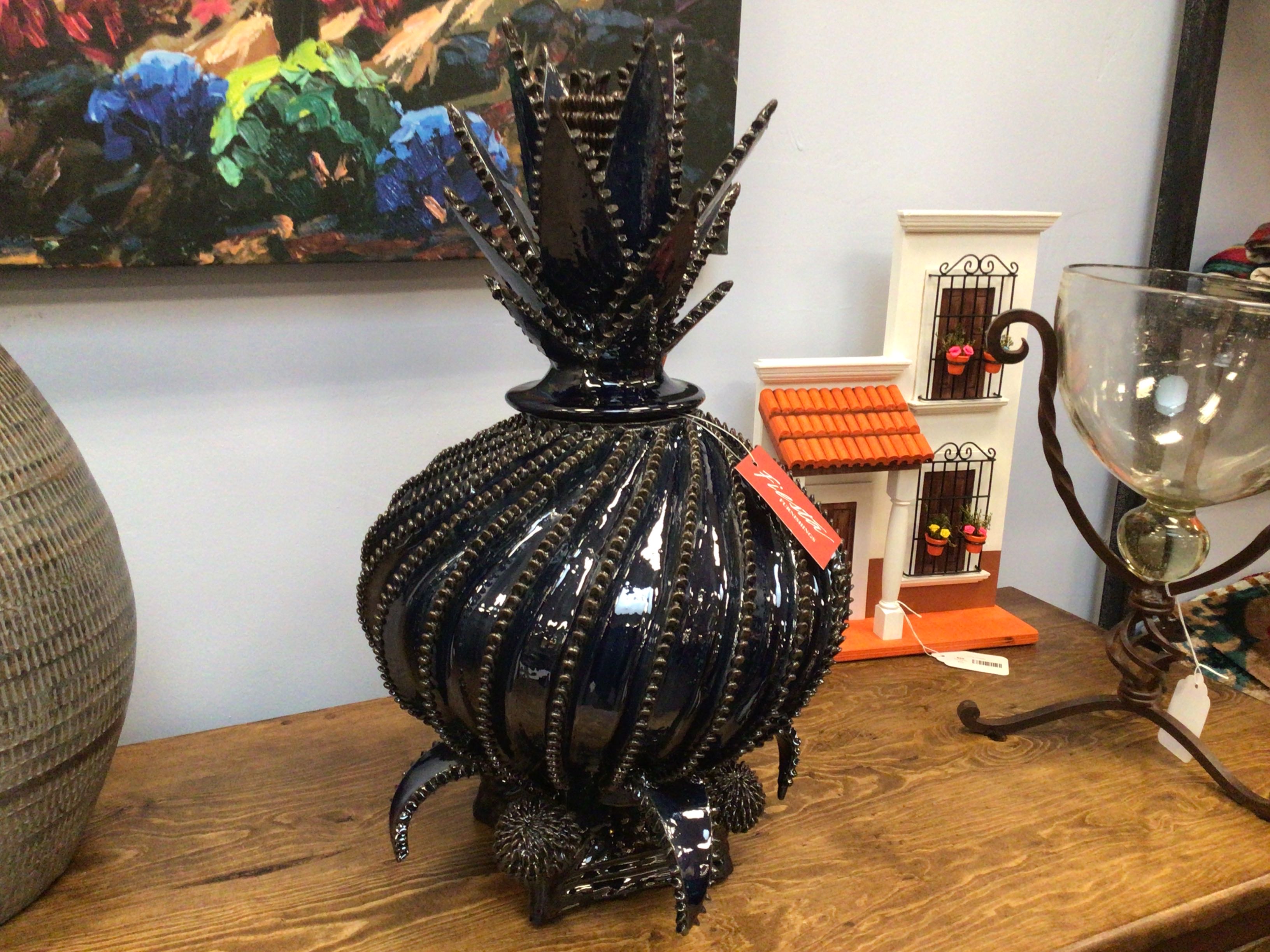 Navy Ceramic Pineapple Vase