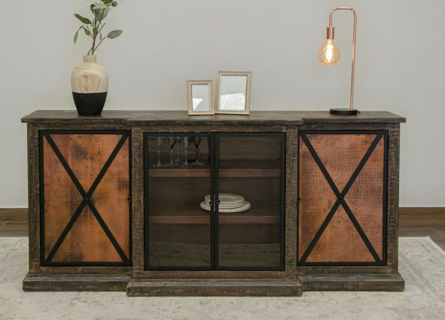 Blackburn Collection Console 4 Door W/copper Panels