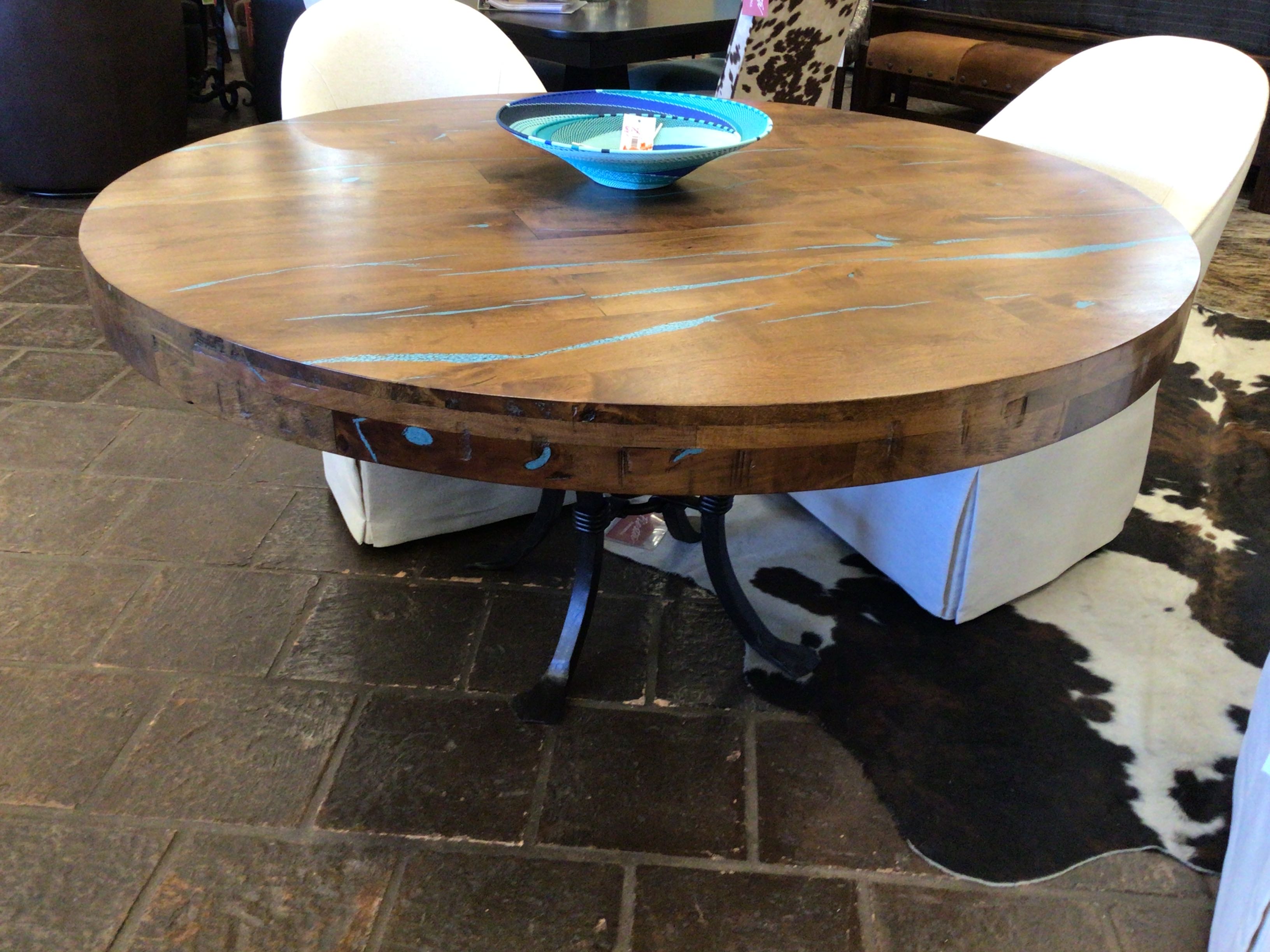 Dinette Table Alamo Distressed Edge Smooth Surface 60x30 Mesquite Top Alazan Finish/Turq