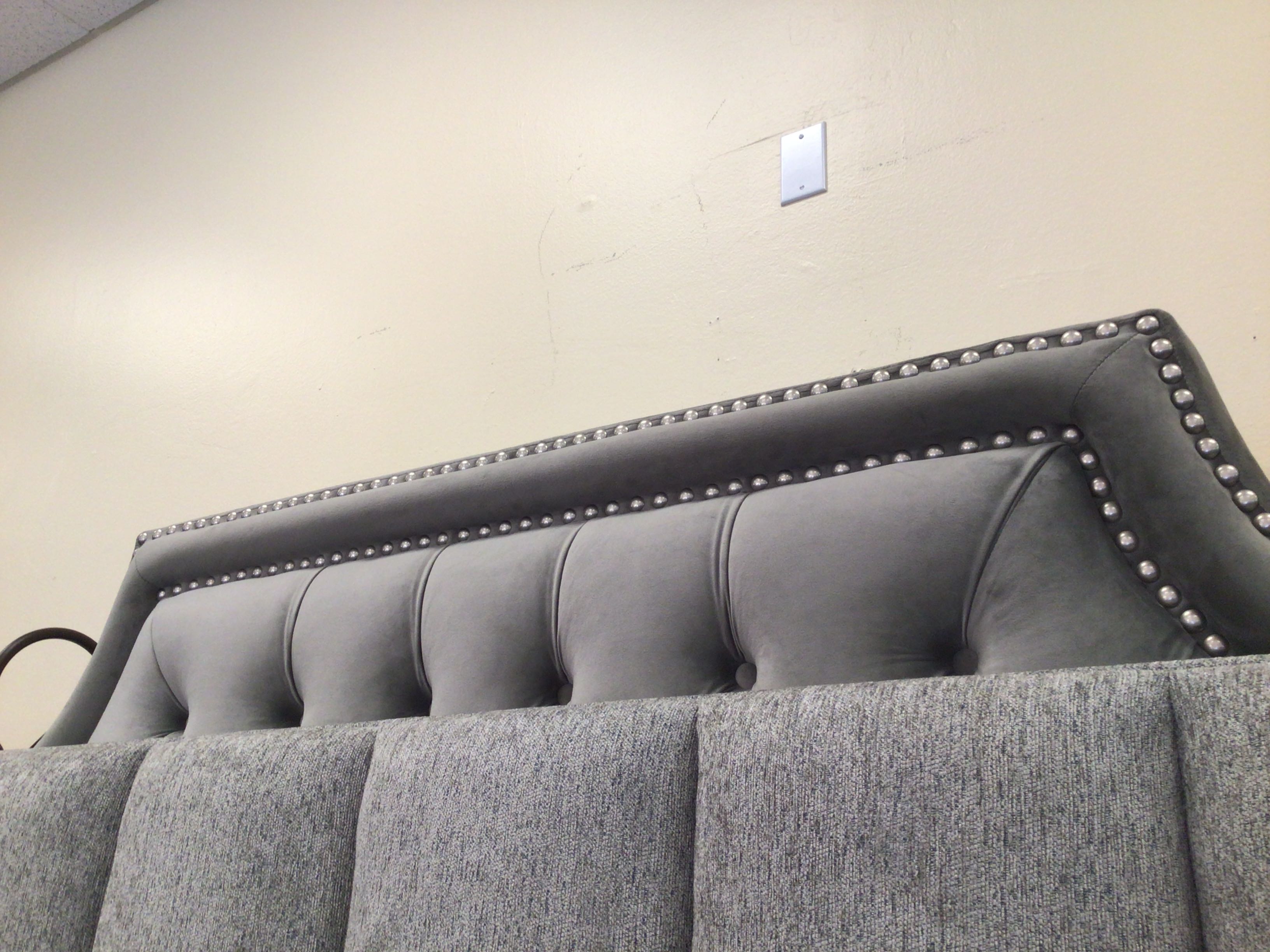 Headboard Jasmine-Flannel/Queen Grey