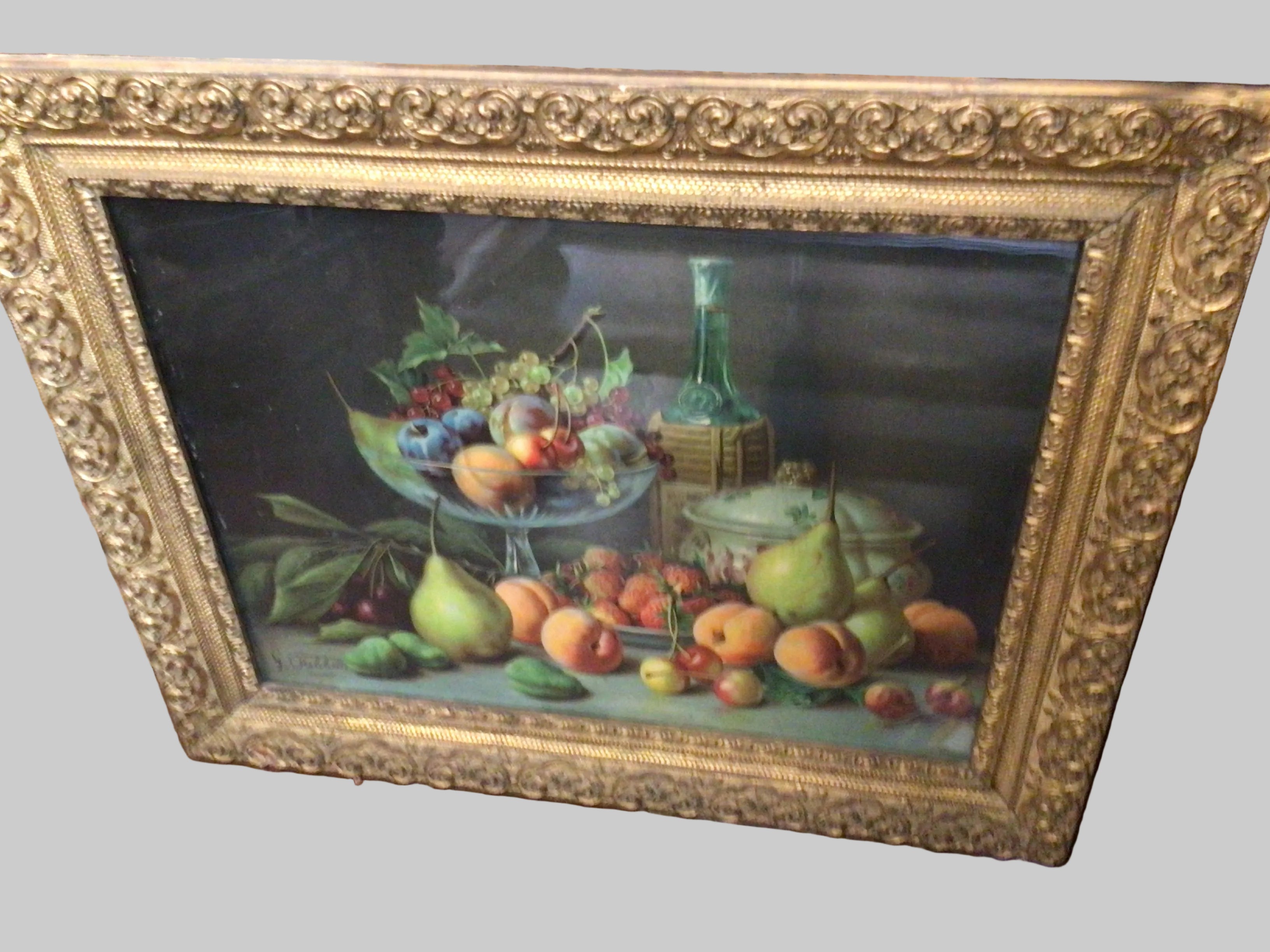 Antique Gilt-Framed Fruit Still Life, Circa 1850