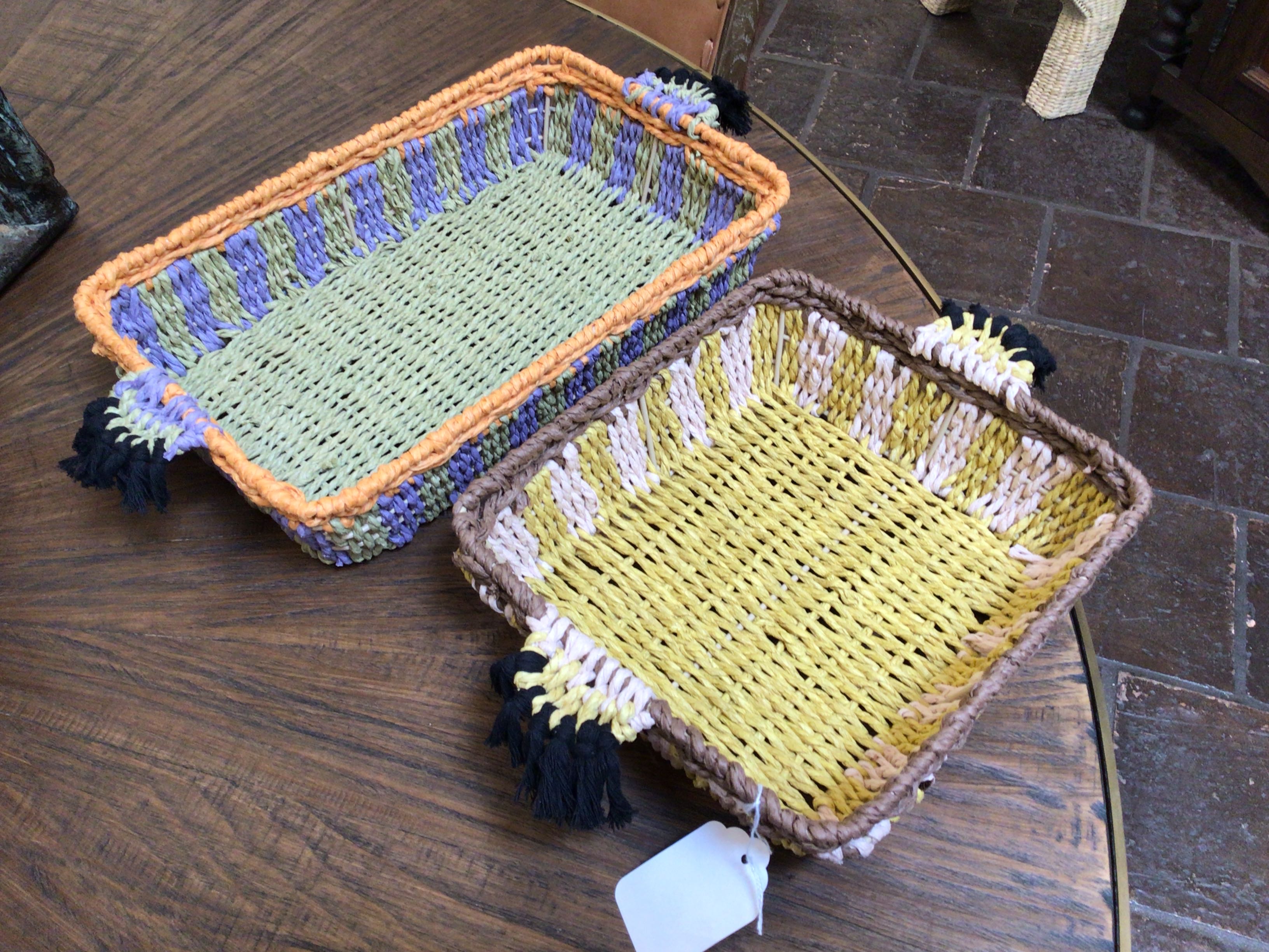 Accessory Trays Set Of Two Paper Rope & Iron