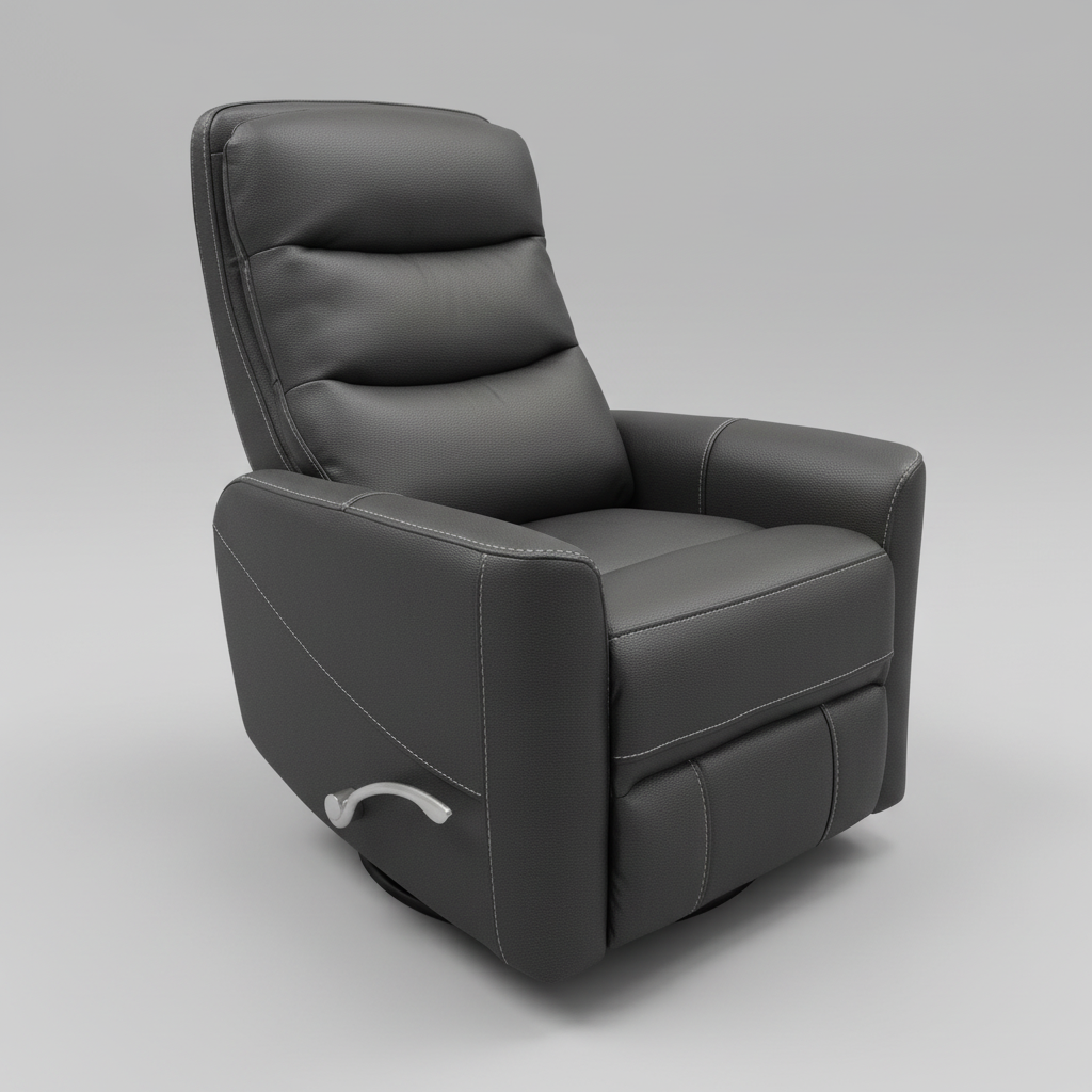 Charcoal recliner chair on a light gray background