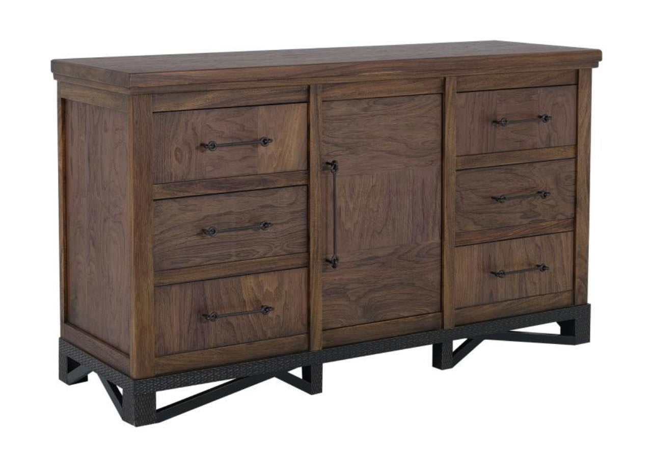 Walnut Collection Dresser 6 Drawer 1 Door
