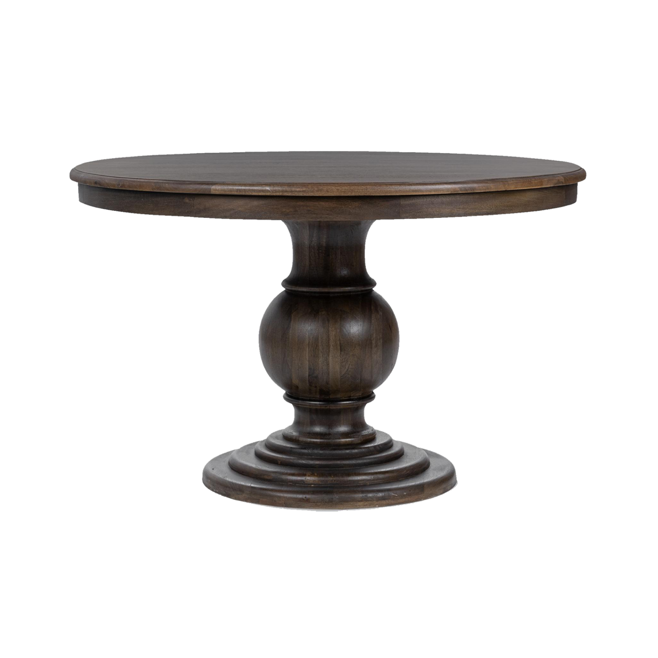 Round Pedestal Dining Table, Dark Walnut