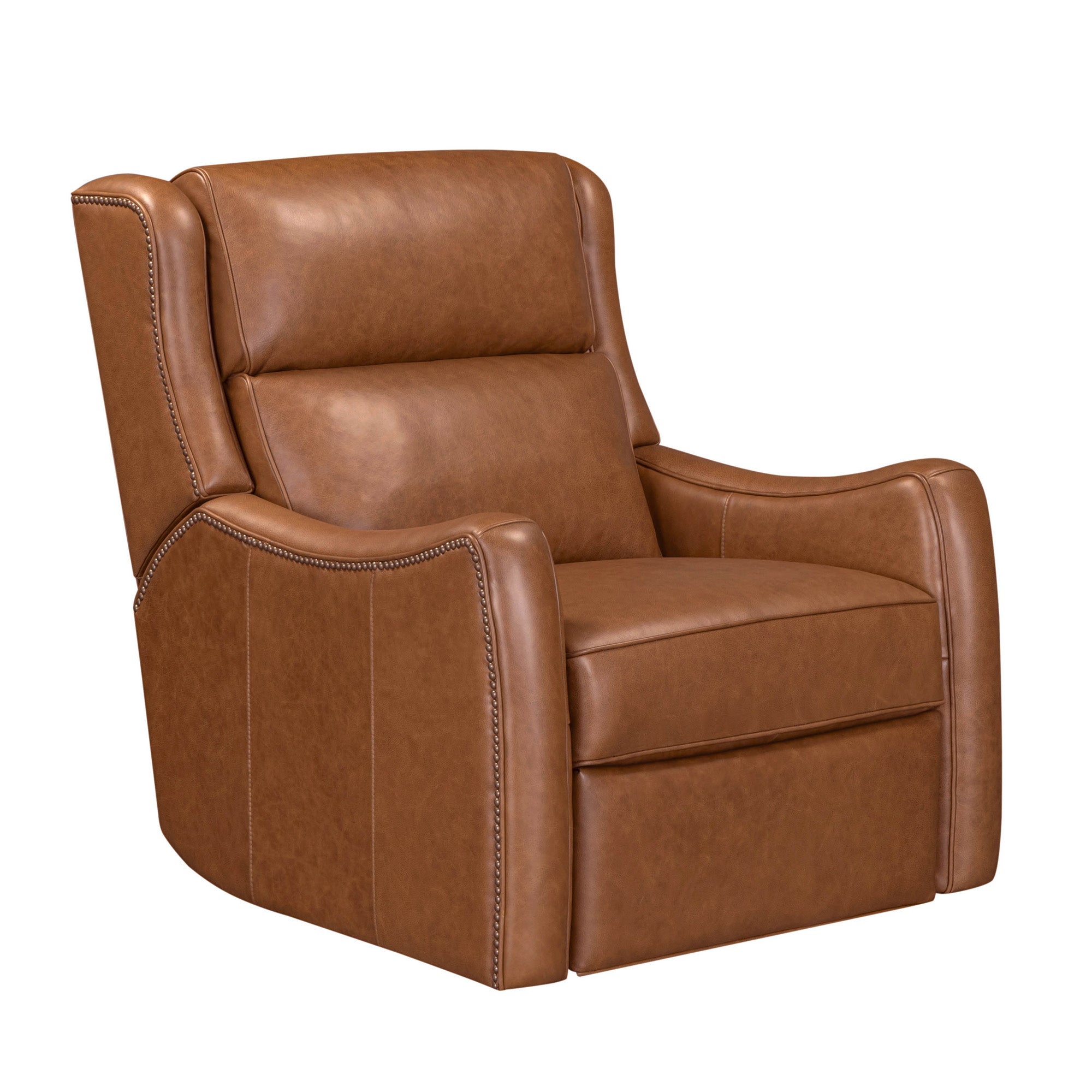 Brown leather recliner chair on a white background