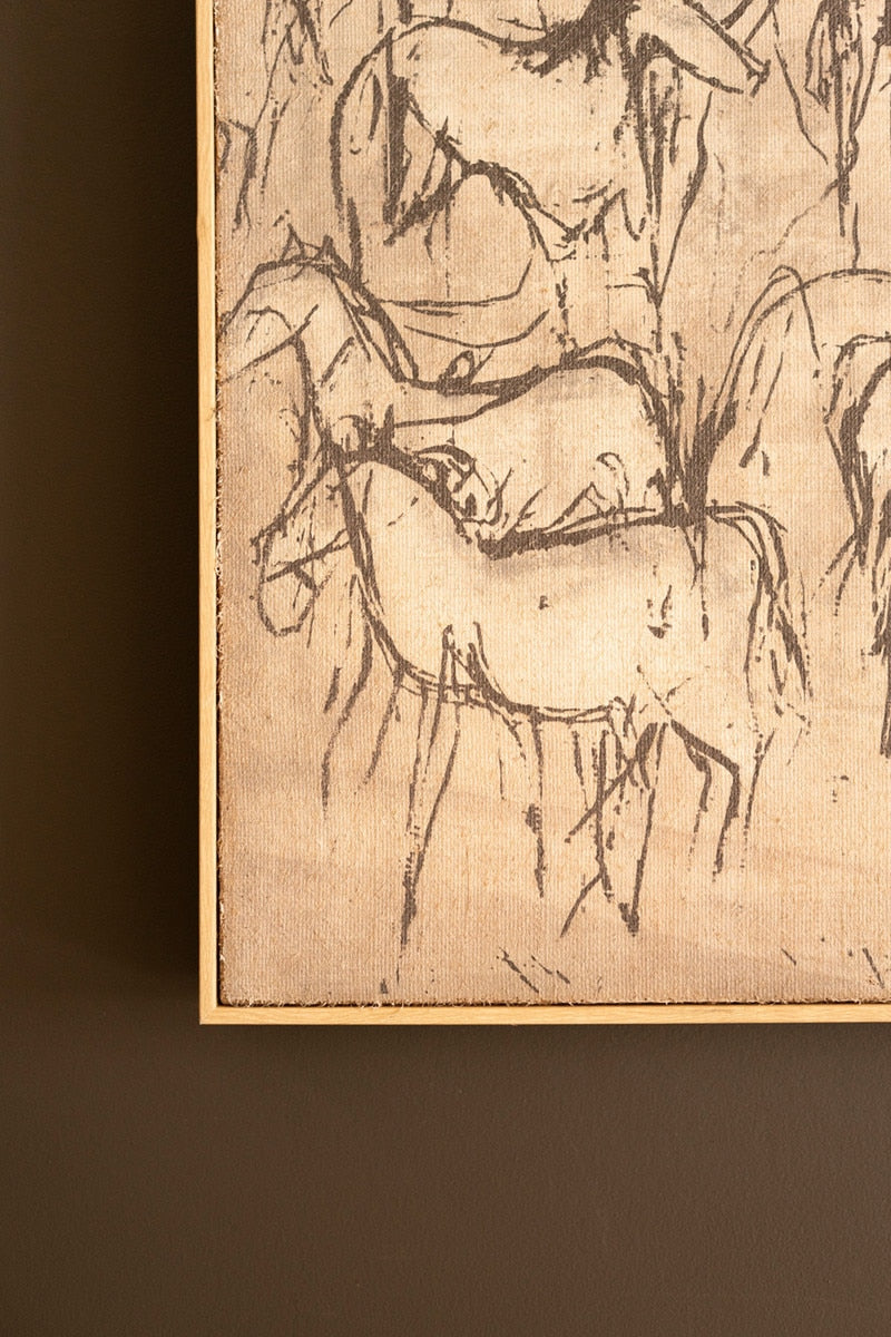 Framed Paint Over Print 1000 Horses