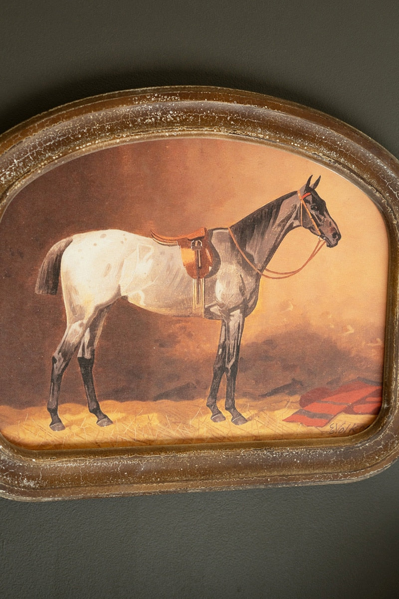 Set of Two Framed Horse Prints under Glass