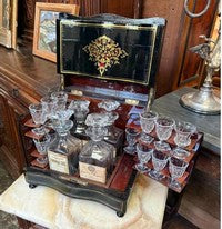 Napoleon III cave a liqueur signed Diehl opening to fitted cut glass decanters and glasses