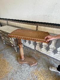 Pine architect drafting table with a plank top on a turned pedestal base