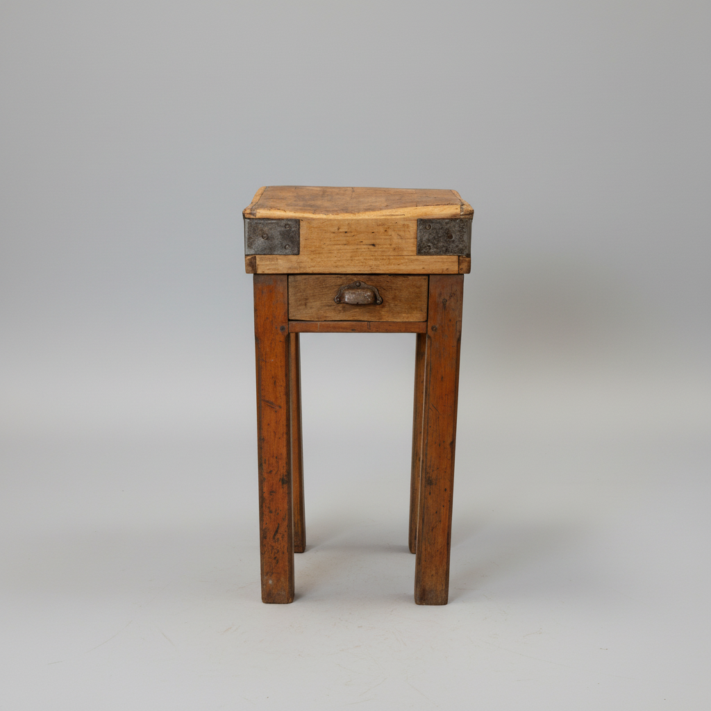 Circa 1900 Antique French Wooden Butcher's Chopping Table