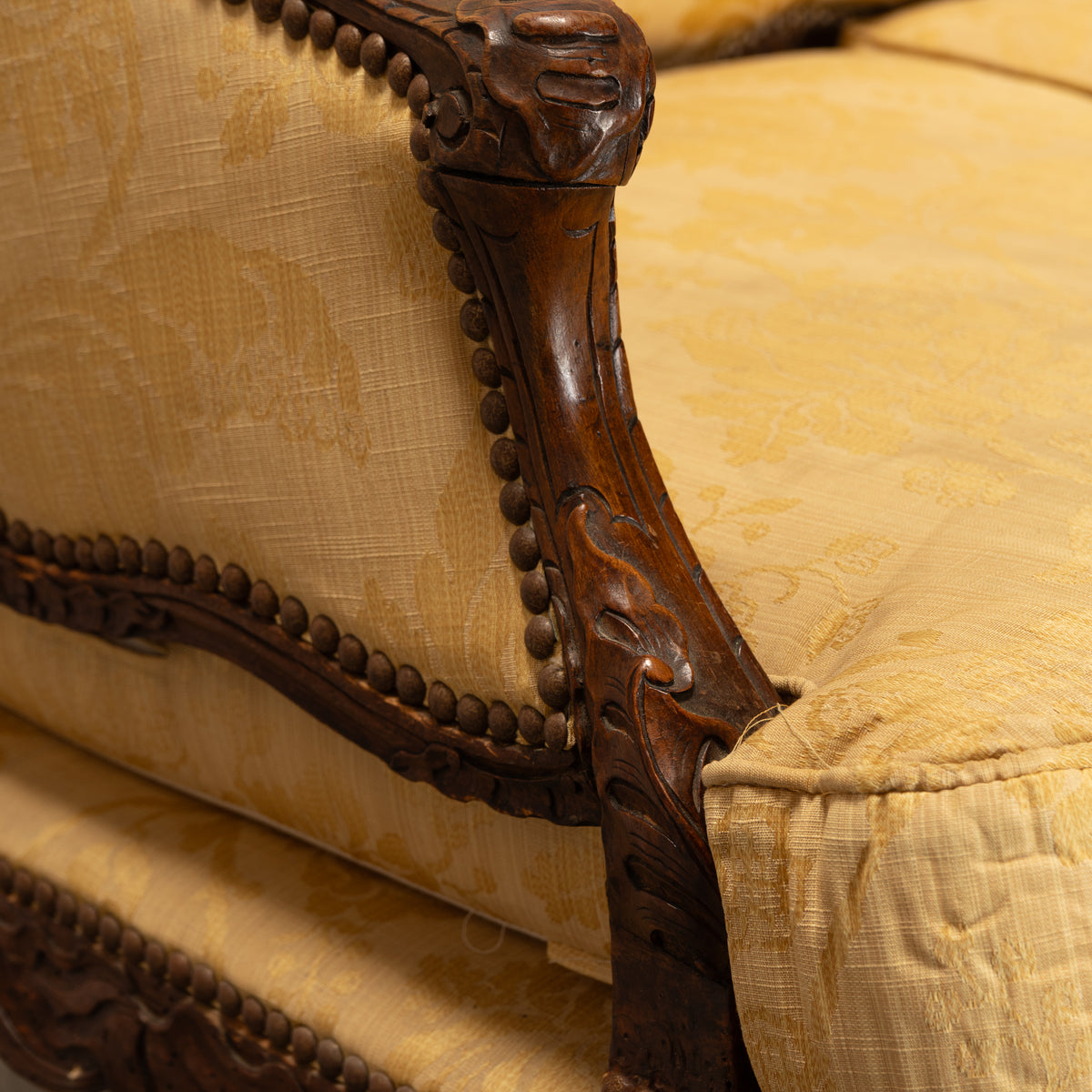 Circa 1800 Antique Regency Three-Seat Sofa in Silk Brocade