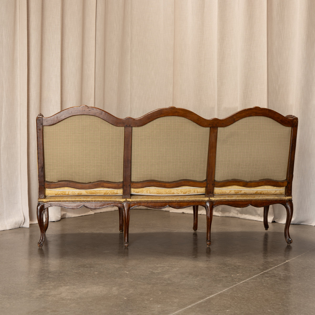 Circa 1800 Antique Regency Three-Seat Sofa in Silk Brocade