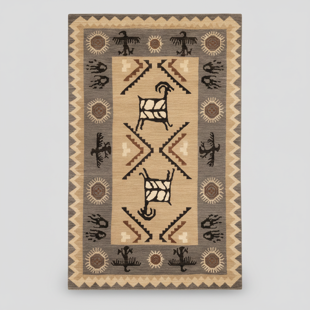 Traditional Southwestern Rug with Pendleton design of native American artwork.